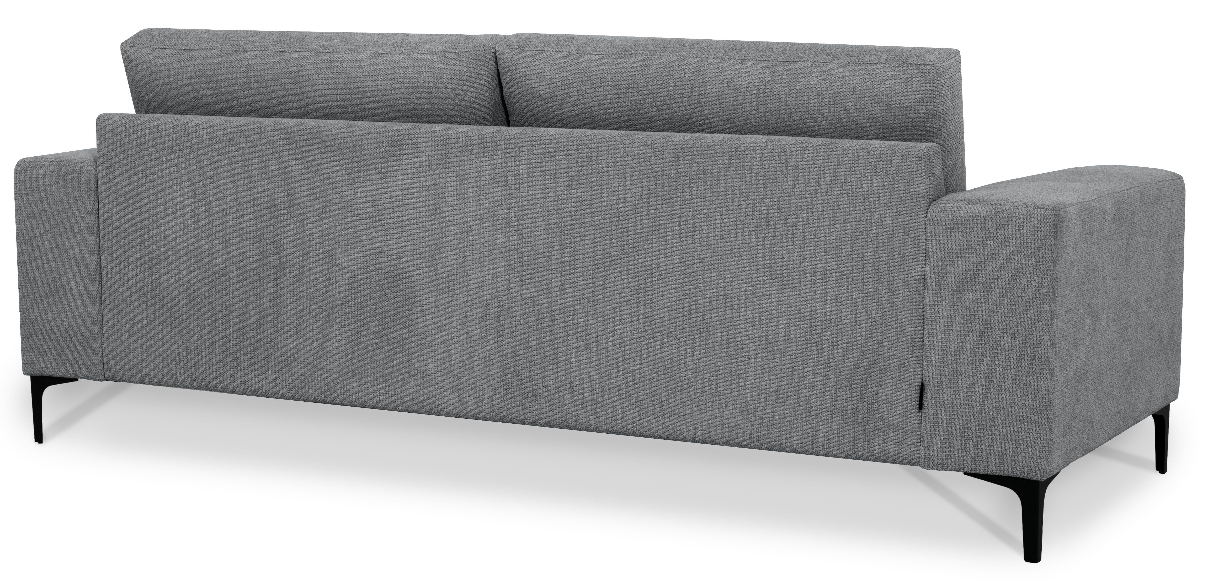 Places of Style 3-zitsbank Xander Breedte 224 cm, soft-touch chenille, zwarte metalen voeten