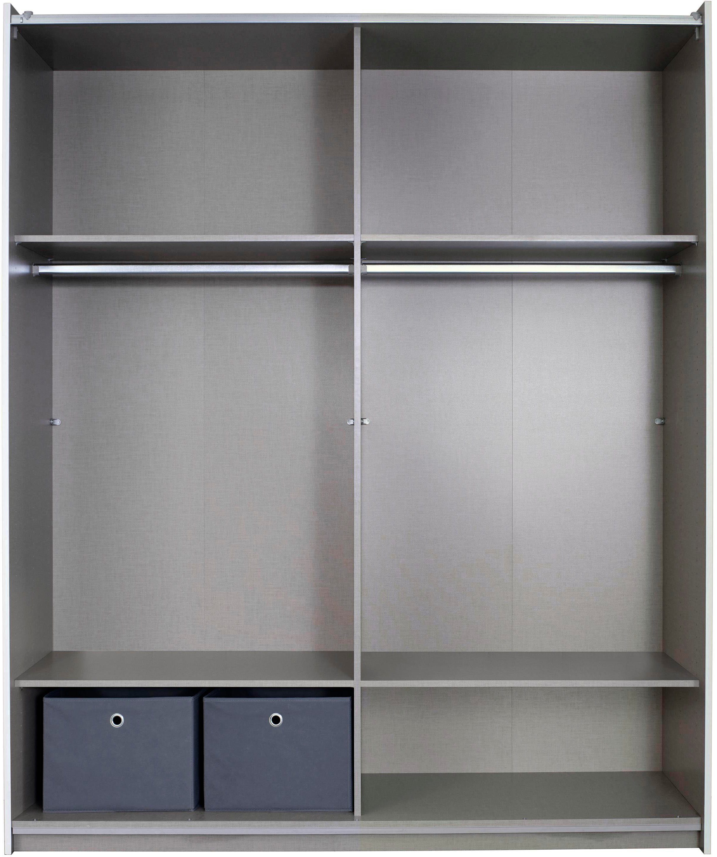 rauch Zweefdeurkast Kledingkast kast garderobe ASTANA met soepel lopende deuren inclusief 2 stoffen dozen en metalen grepen topseller made in germany