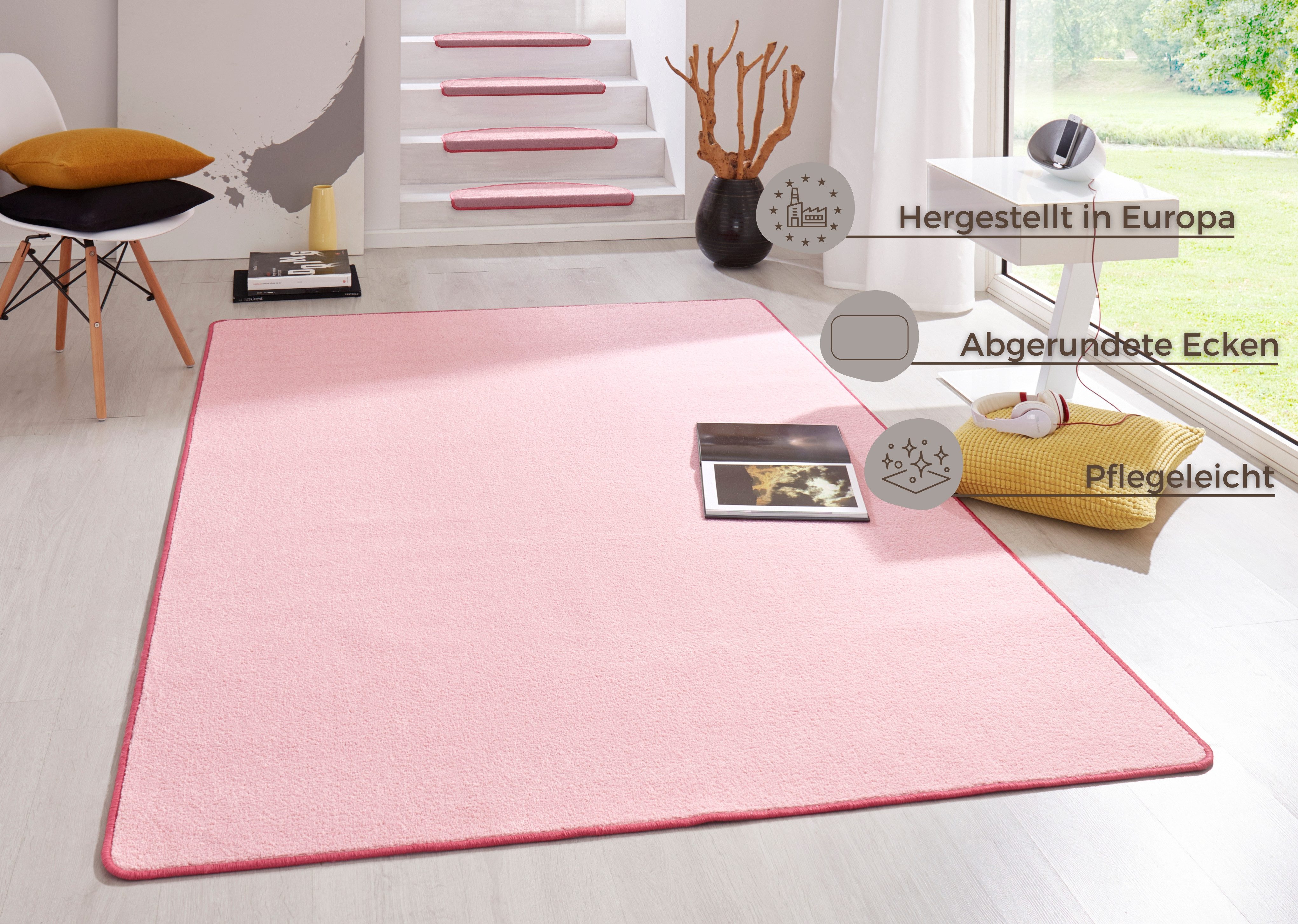HANSE Home Vloerkleed Fancy Kortpolig, loper, effen, geketteld, woonkamer, slaapkamer, eetkamer