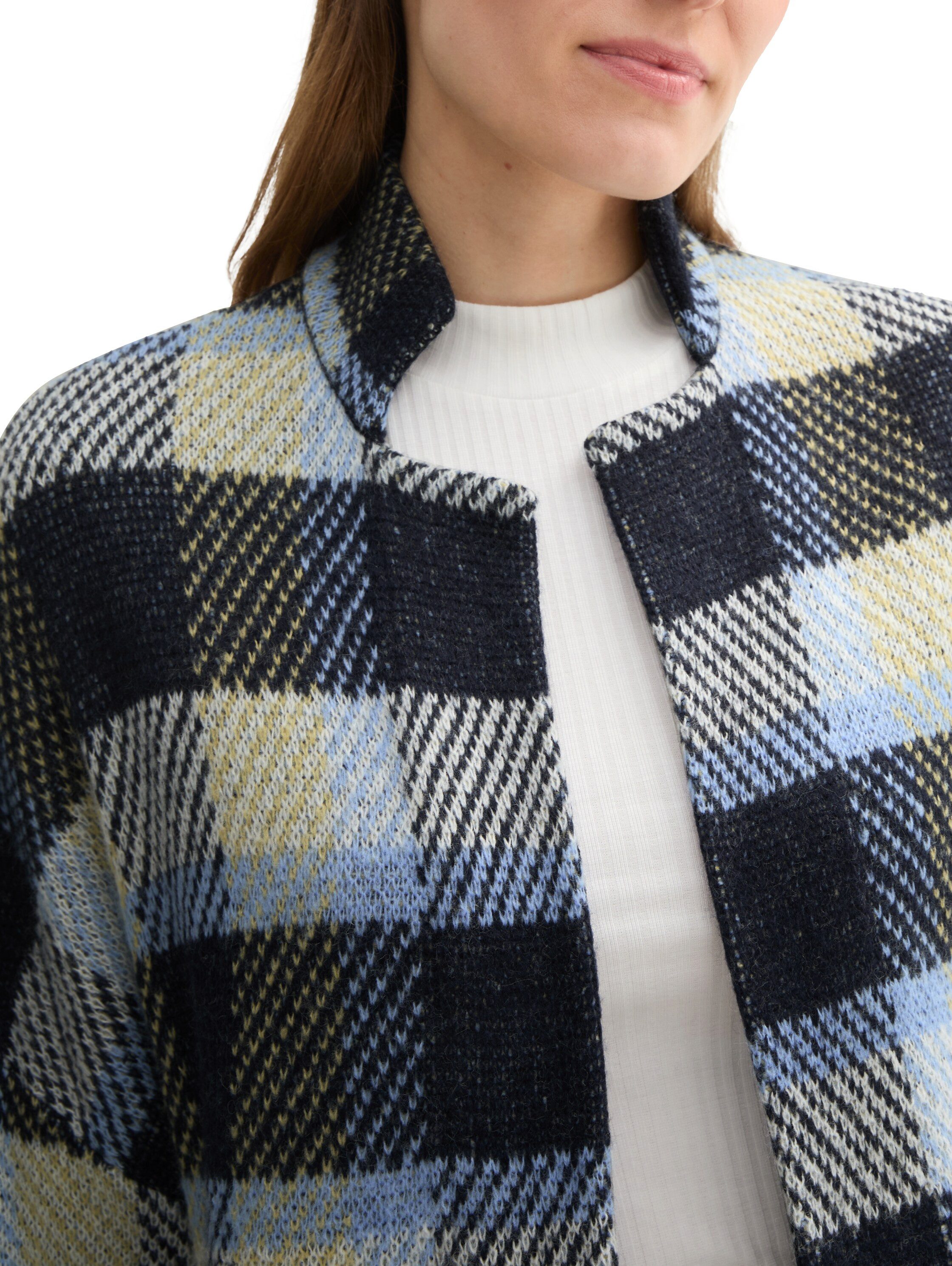 Tom Tailor Jacquardvest in ruitdesign en zonder sluiting