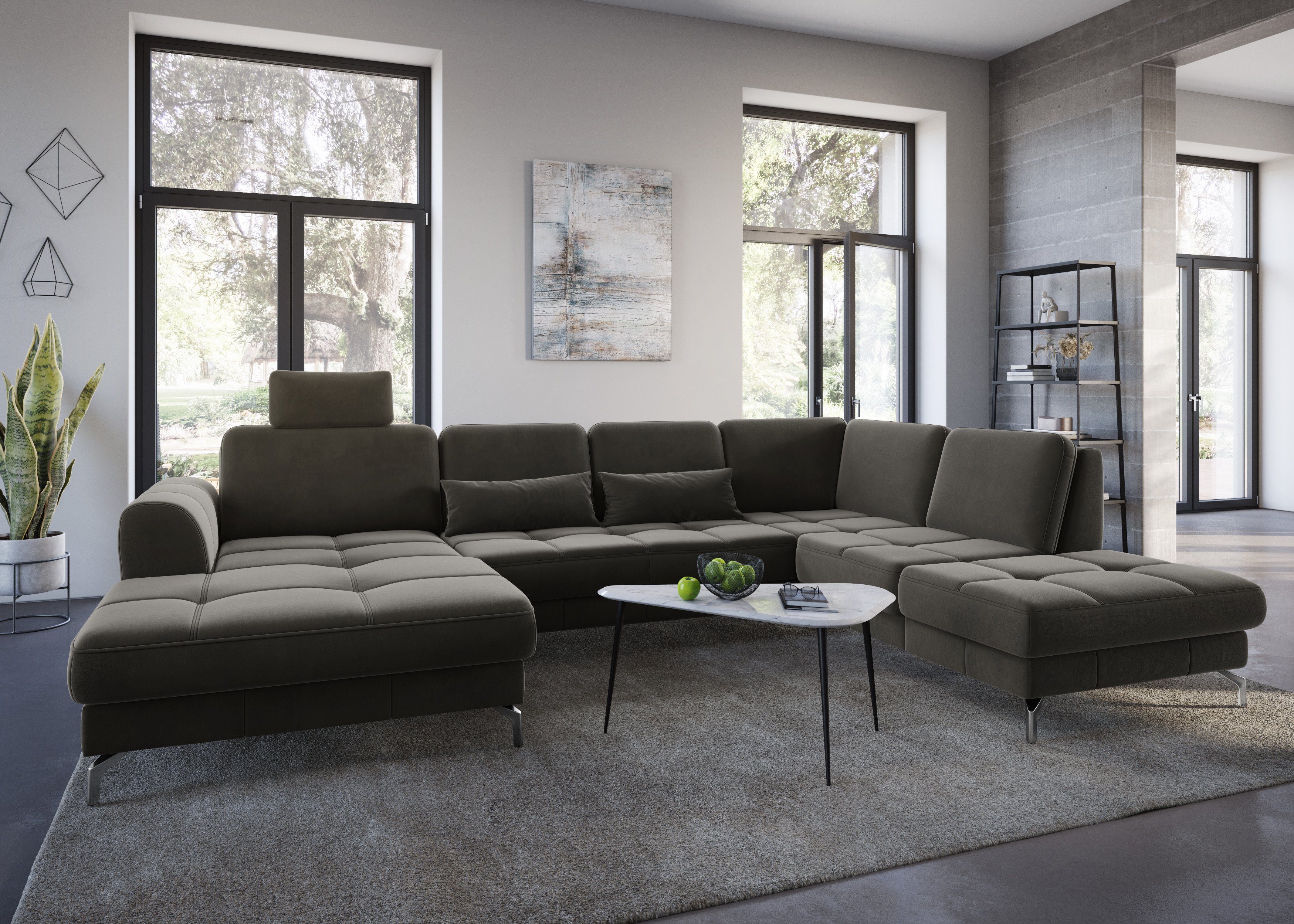 sit&more Zithoek Bendigo U-vorm inclusief zitdiepteverstelling, bodemvrijheid 12 cm, in 2 pootkleuren