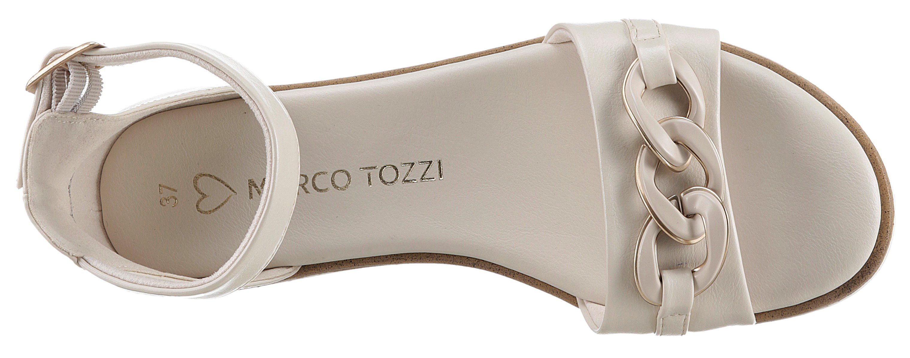 Marco Tozzi Sandalen , sleehak, zomerschoen, sandaal, met sierketting in ton-sur-ton