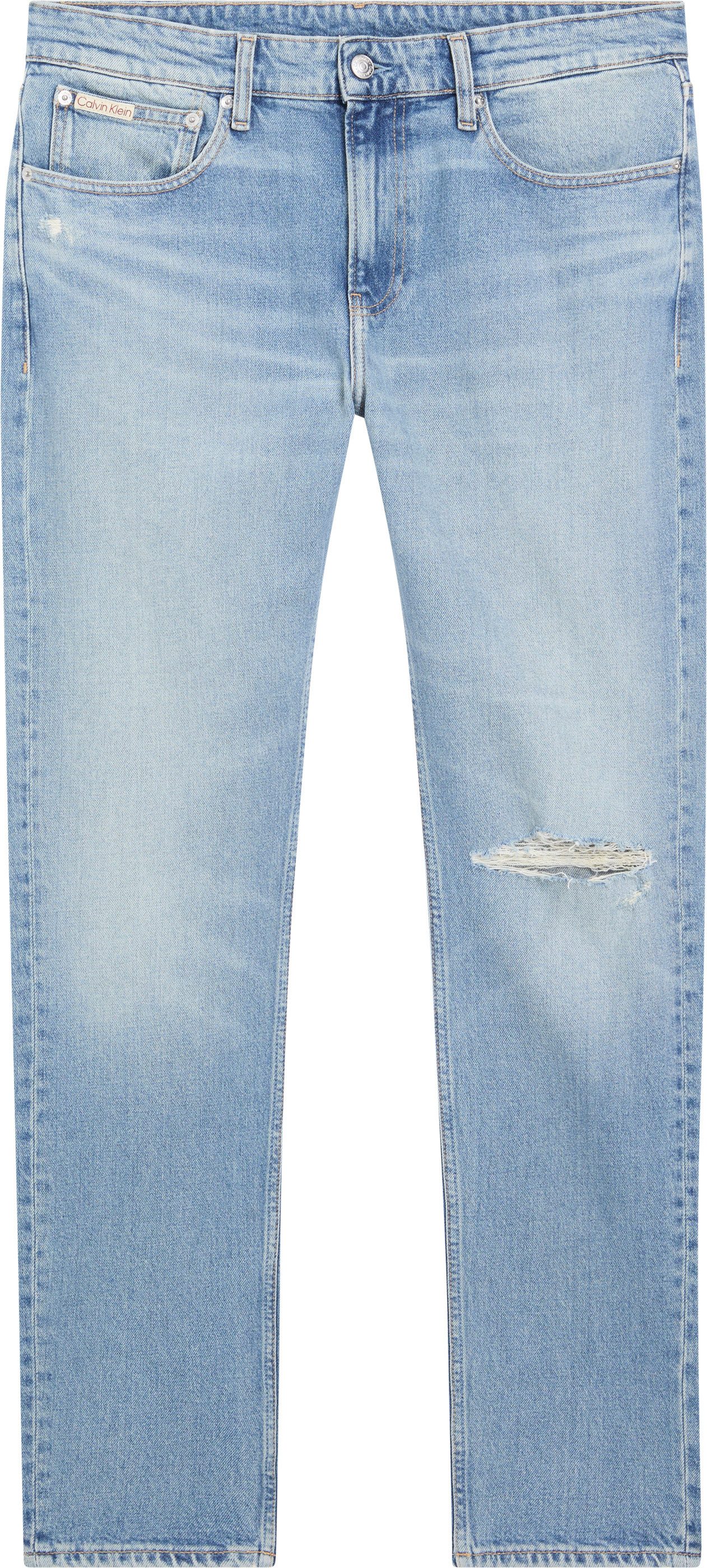 Calvin Klein Destroyed jeans SLIM TAPER in lichtblauwe wassing
