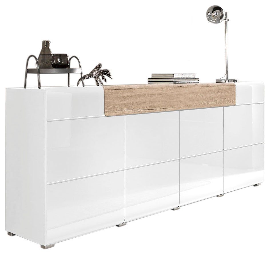 INOSIGN Dressoir Toledo, breedte 208 cm, moderne kast met decoratief freeswerk, greeploos