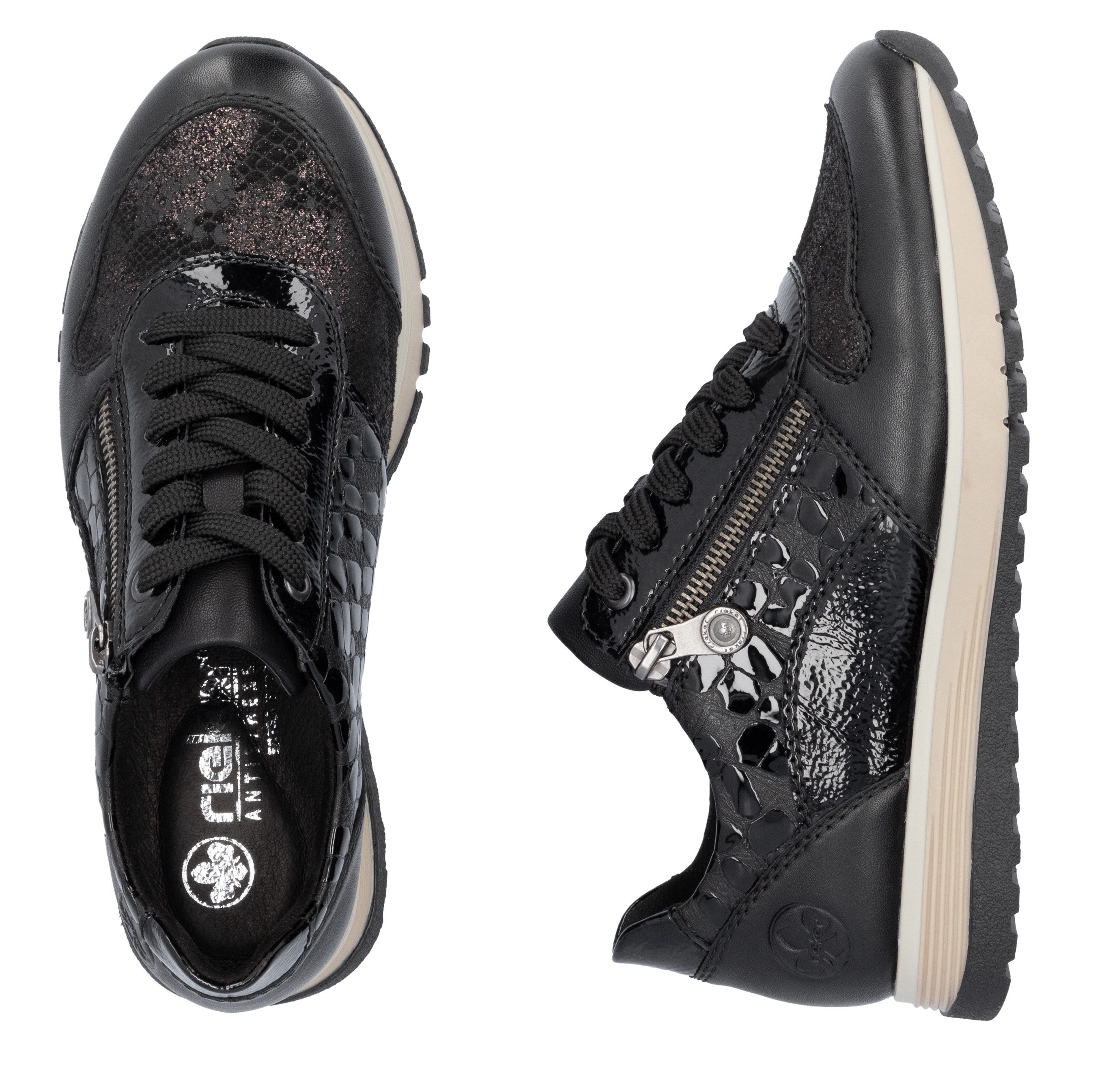 Rieker Sneakers , vrijetijdsschoen, lage schoen, veterschoen met buitenrits