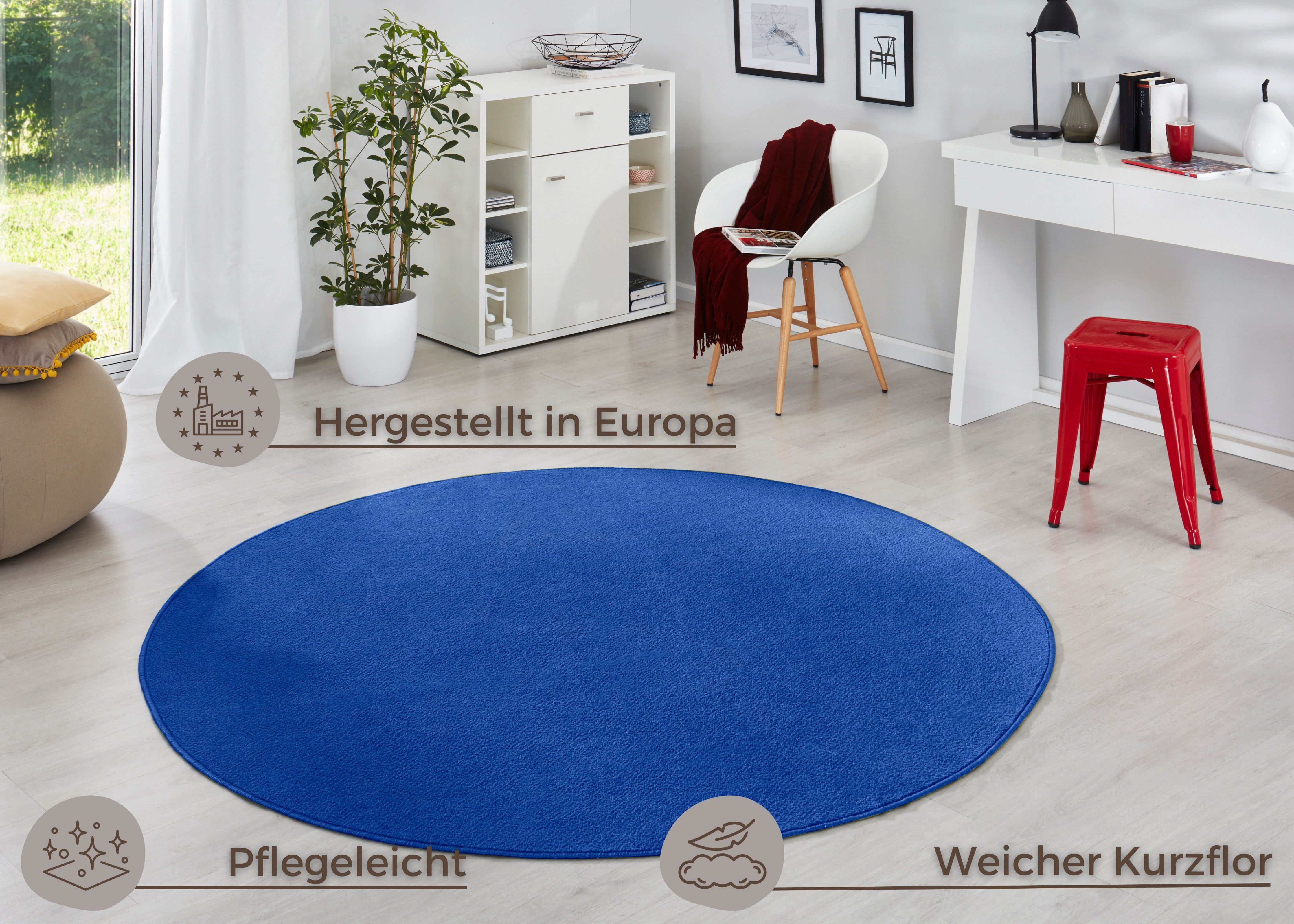 HANSE Home Vloerkleed Fancy Korte pool, zacht, uni, woonkamer, slaapkamer, eetkamer