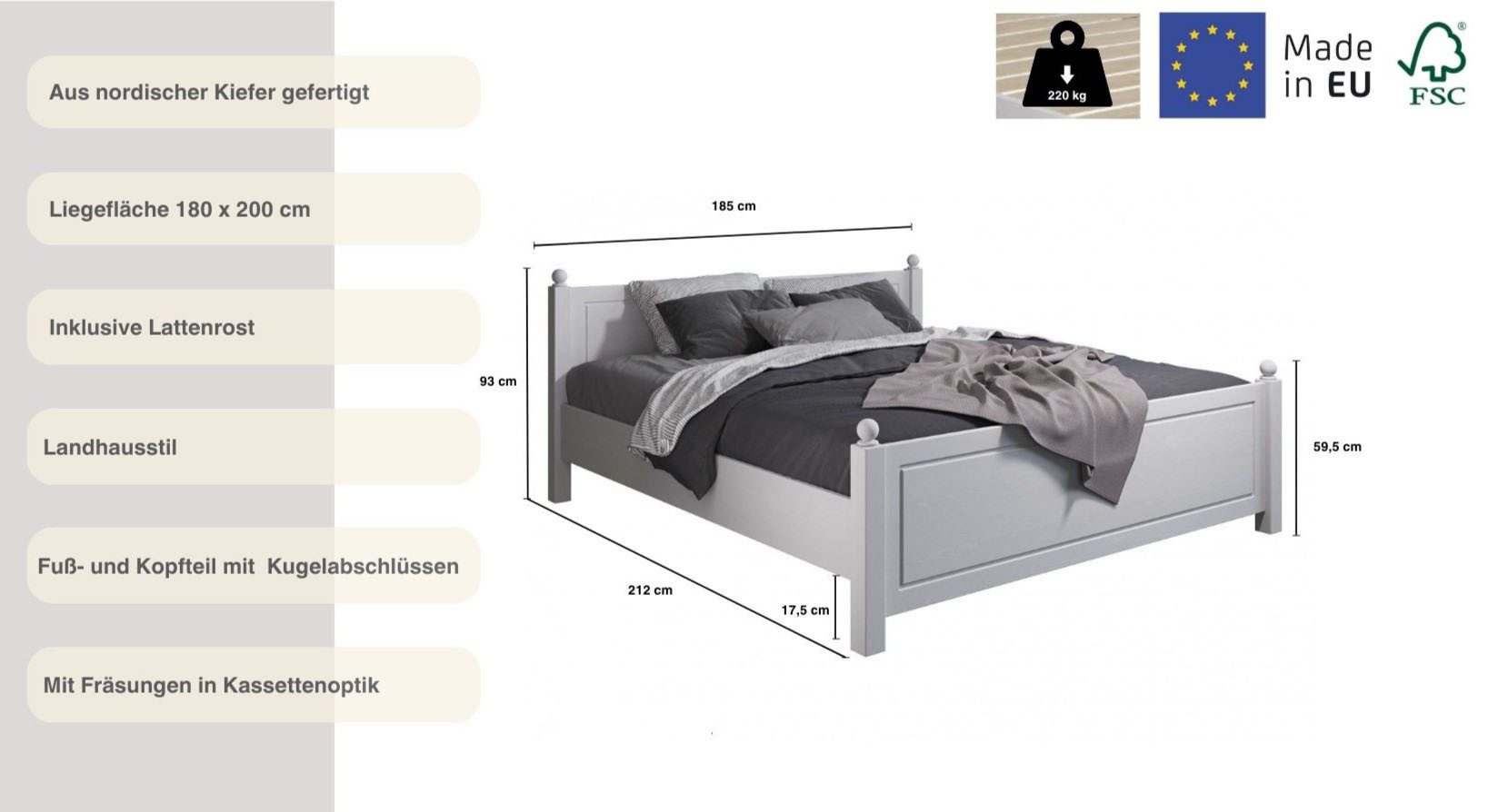 Home affaire Massief houten ledikant Mila, hoge belasting jeugdbed,! FSC® gecertificeerd massief hout