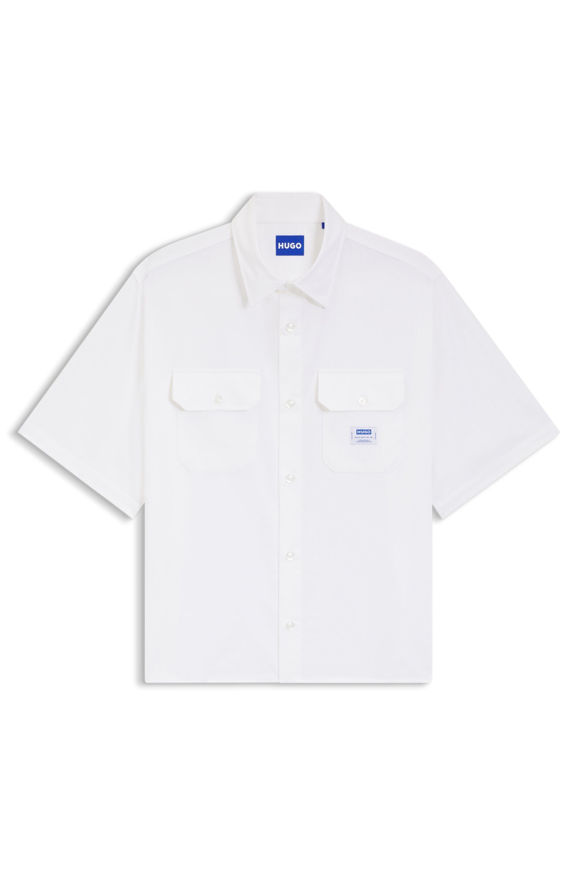 HUGO Blue Overhemd met korte mouwen Ekyno met contrasterend logo-badge op de borst