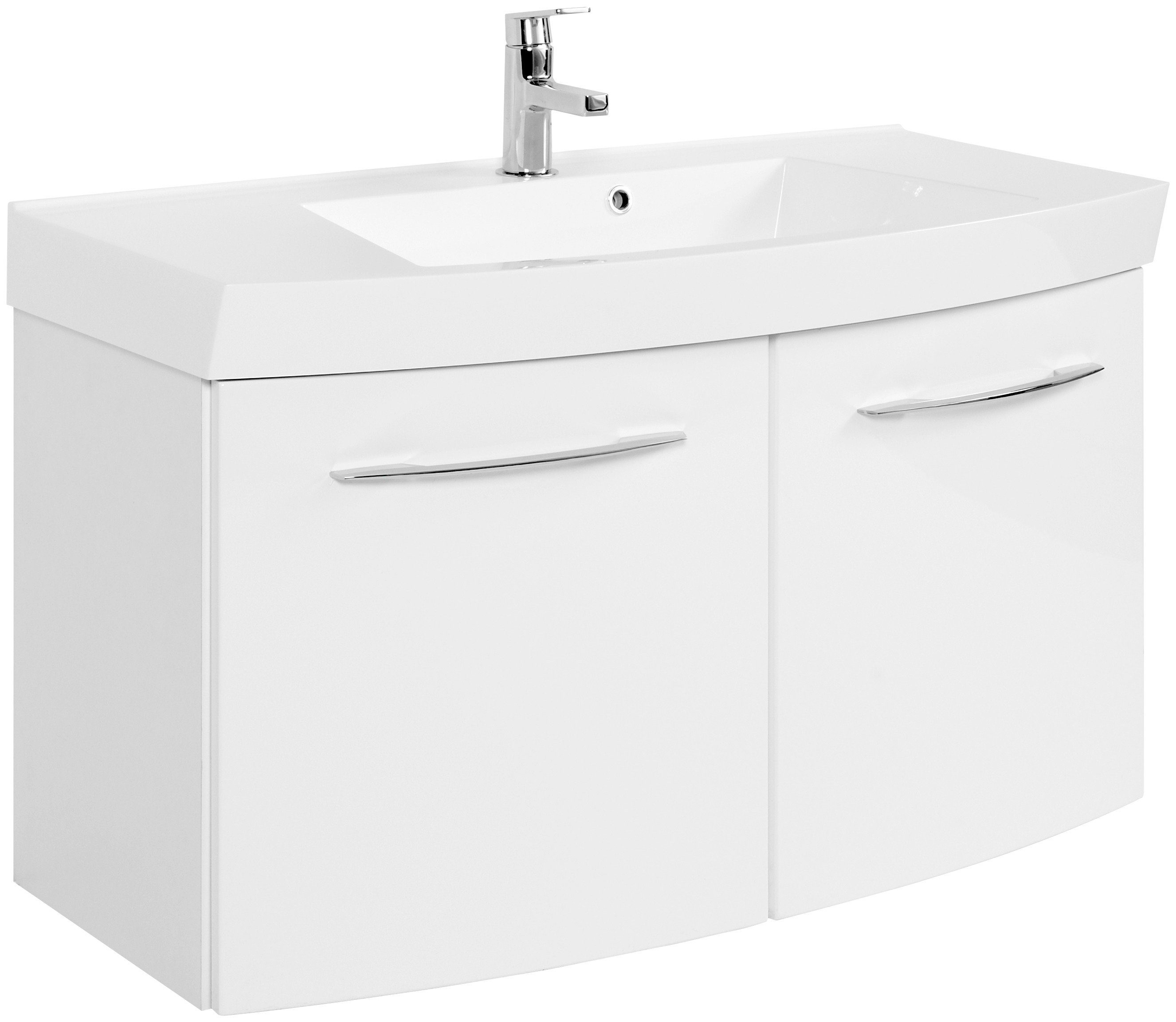 welltime Wastafelonderkast Florida Breedte 100 cm, geschulpt wastafelmeubels wit