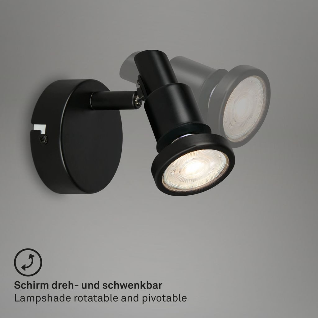 Briloner Leuchten Led-wandlamp LED Spot 1-flammig, Metall, schwarz