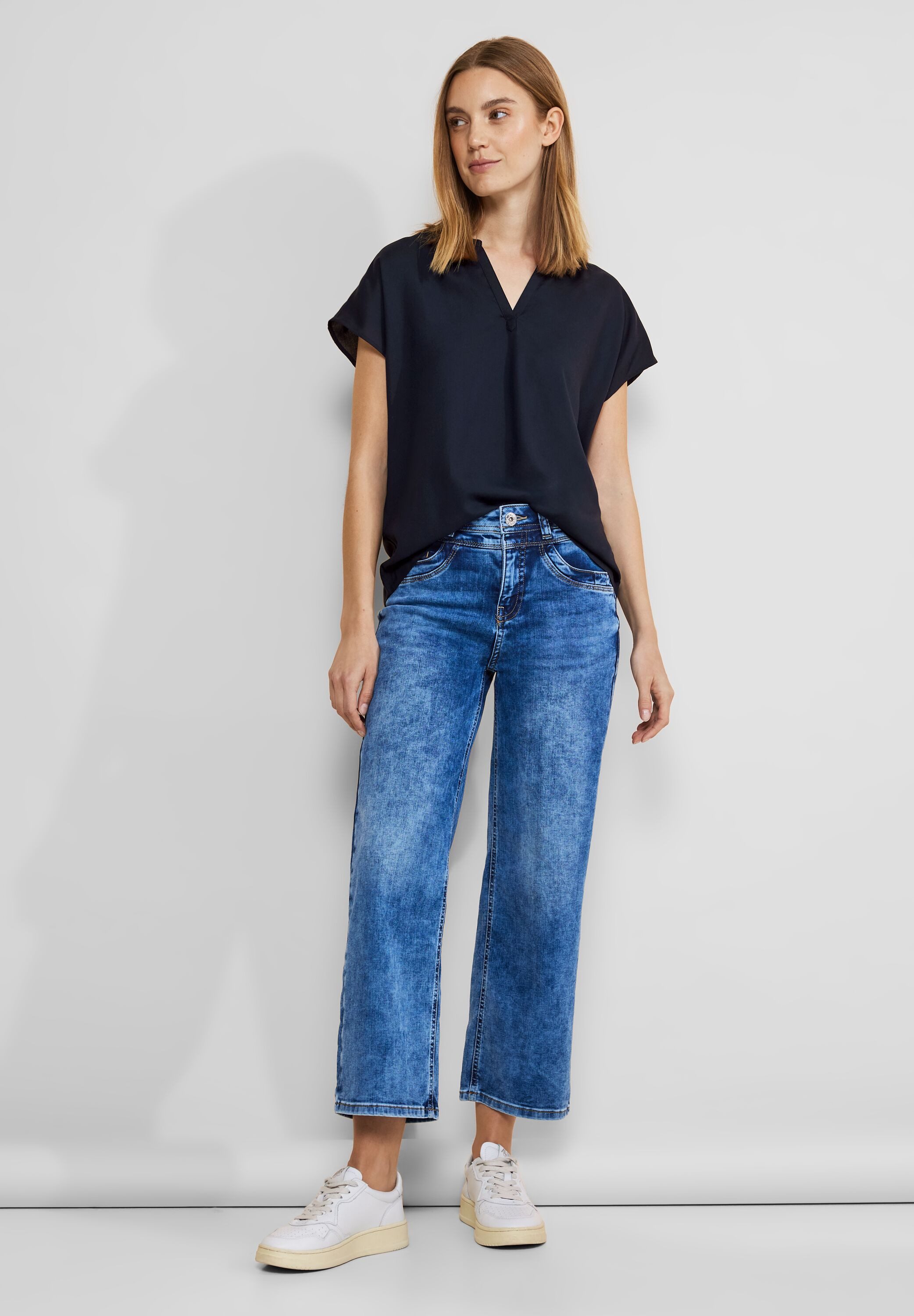 STREET ONE Blouse met korte mouwen Blouseshirt van pure viscose