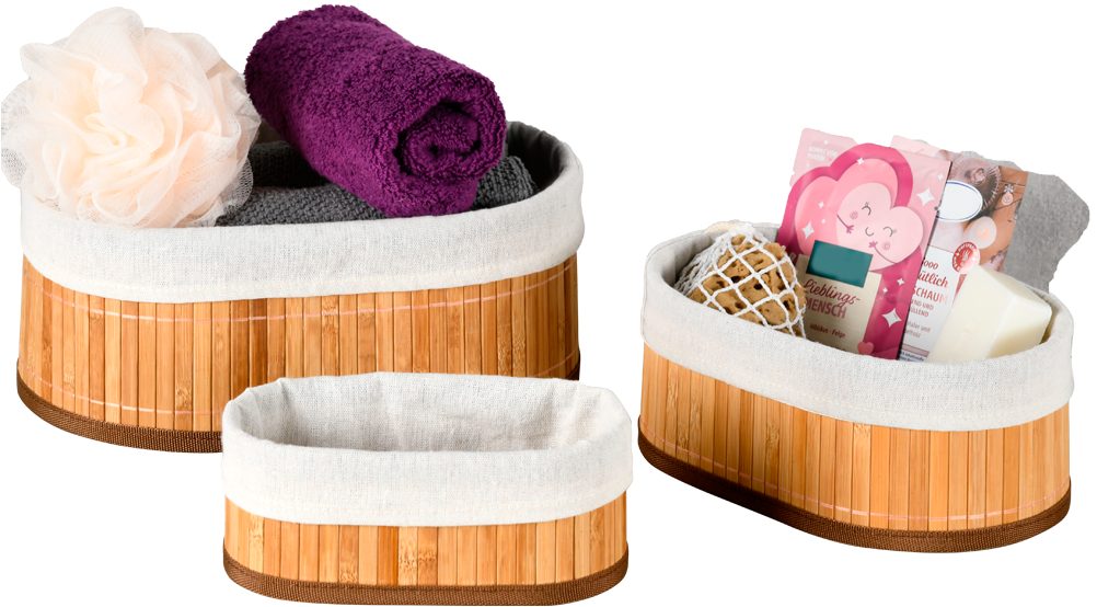 KESPER for kitchen & home Opbergmand Bamboe mandjes, 3-delig set, FSC (set, 3 stuks)