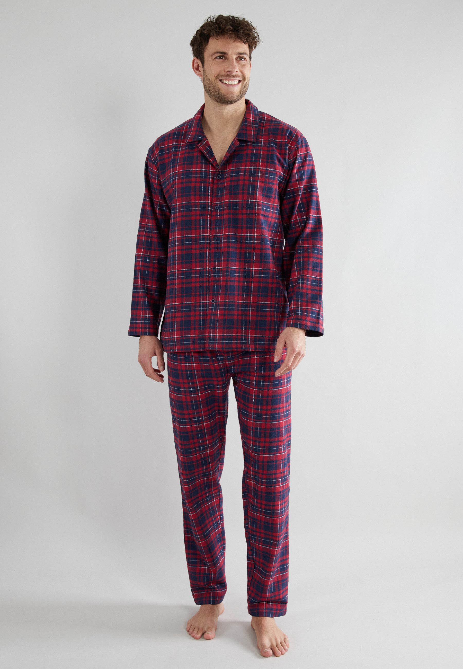 Tom Tailor Pyjama met klassiek ruitmotief (2-delig) heren lange pyjama's maat 50 blauw