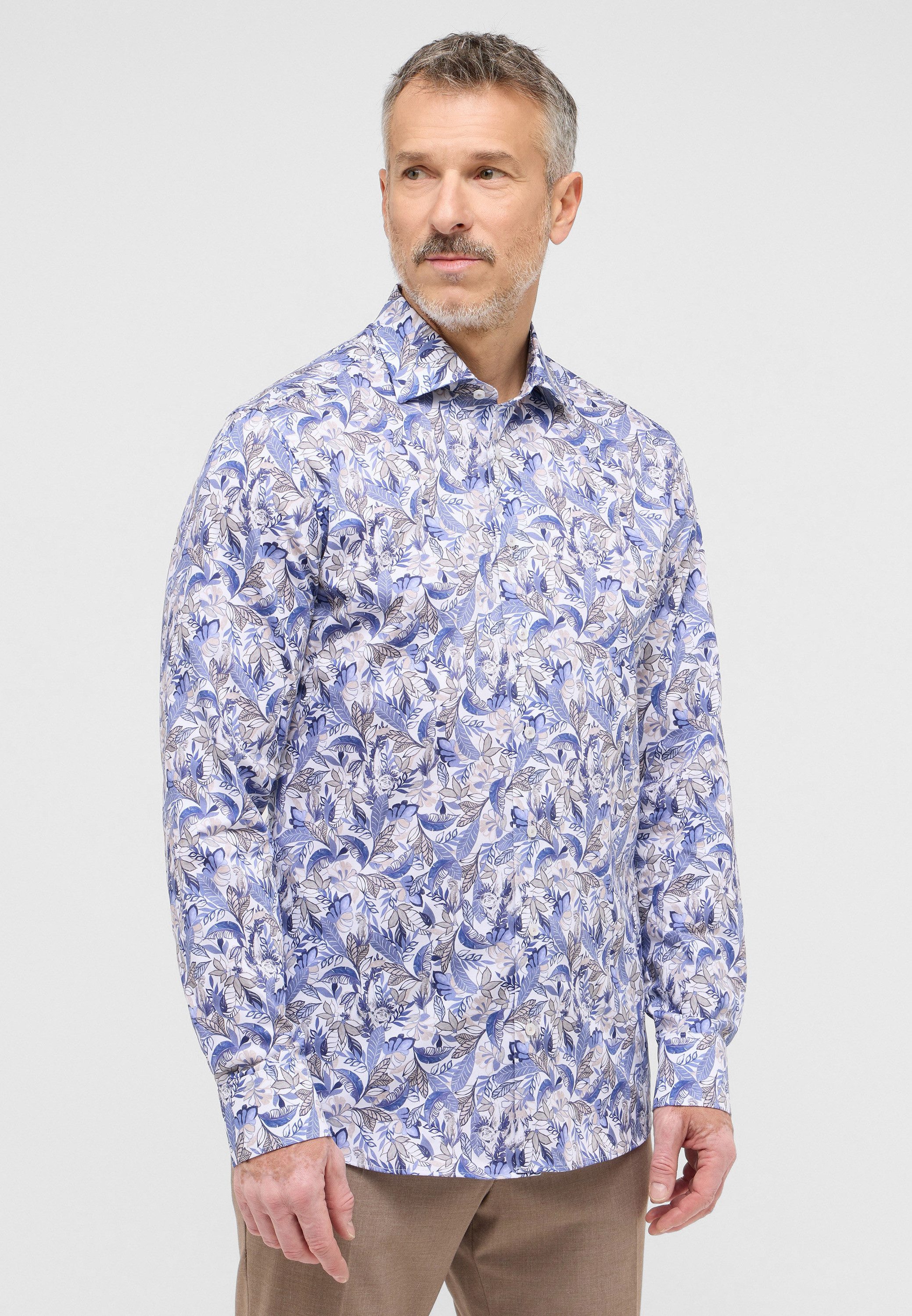 Eterna Overhemd met lange mouwen Slim fit NON IRON (strijkvrij) heren overhemden maat 42 blauw