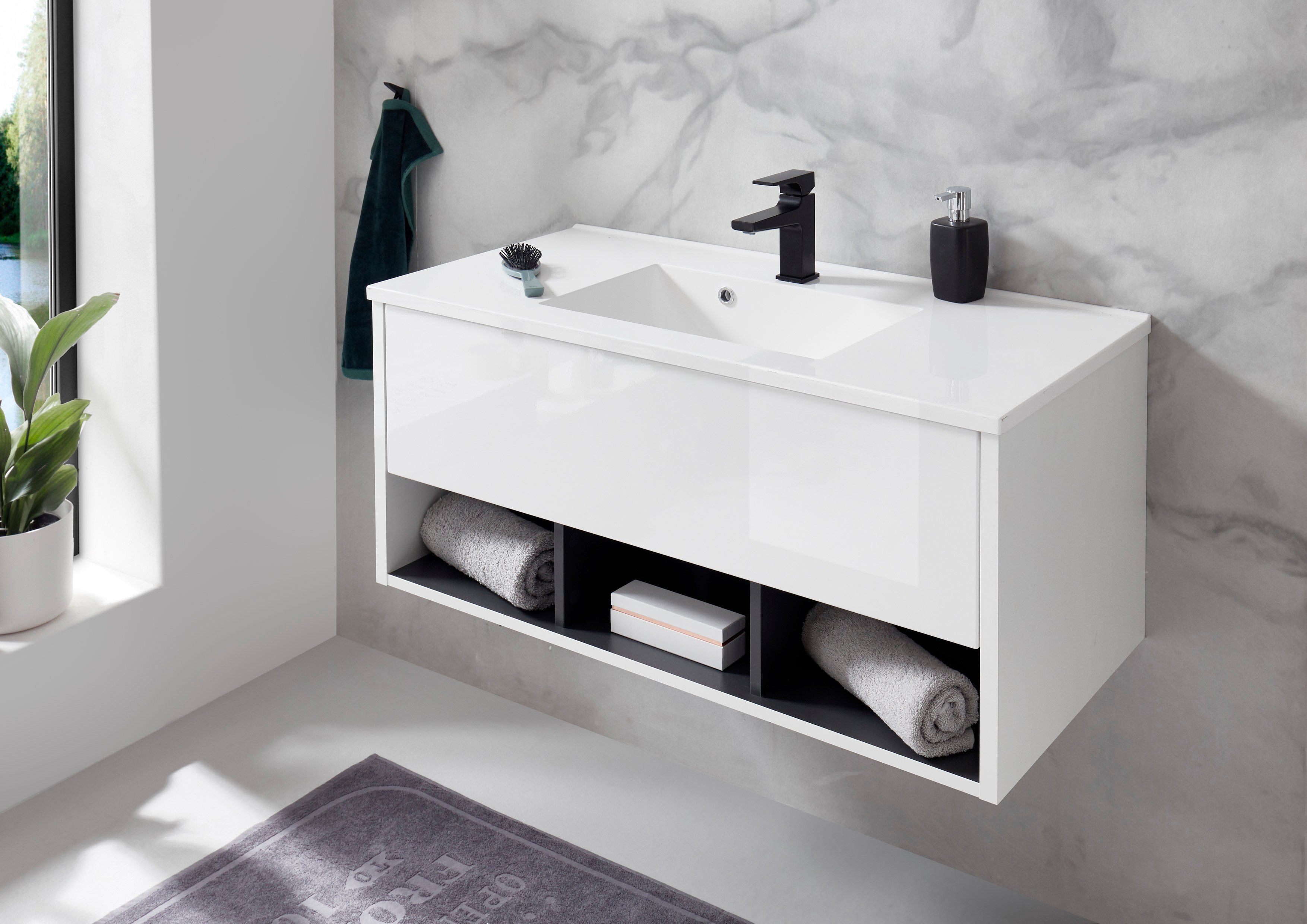 Places of Style Wastafelonderkast Studio Line, wastafel inclusief wasbak, modern ontwerp