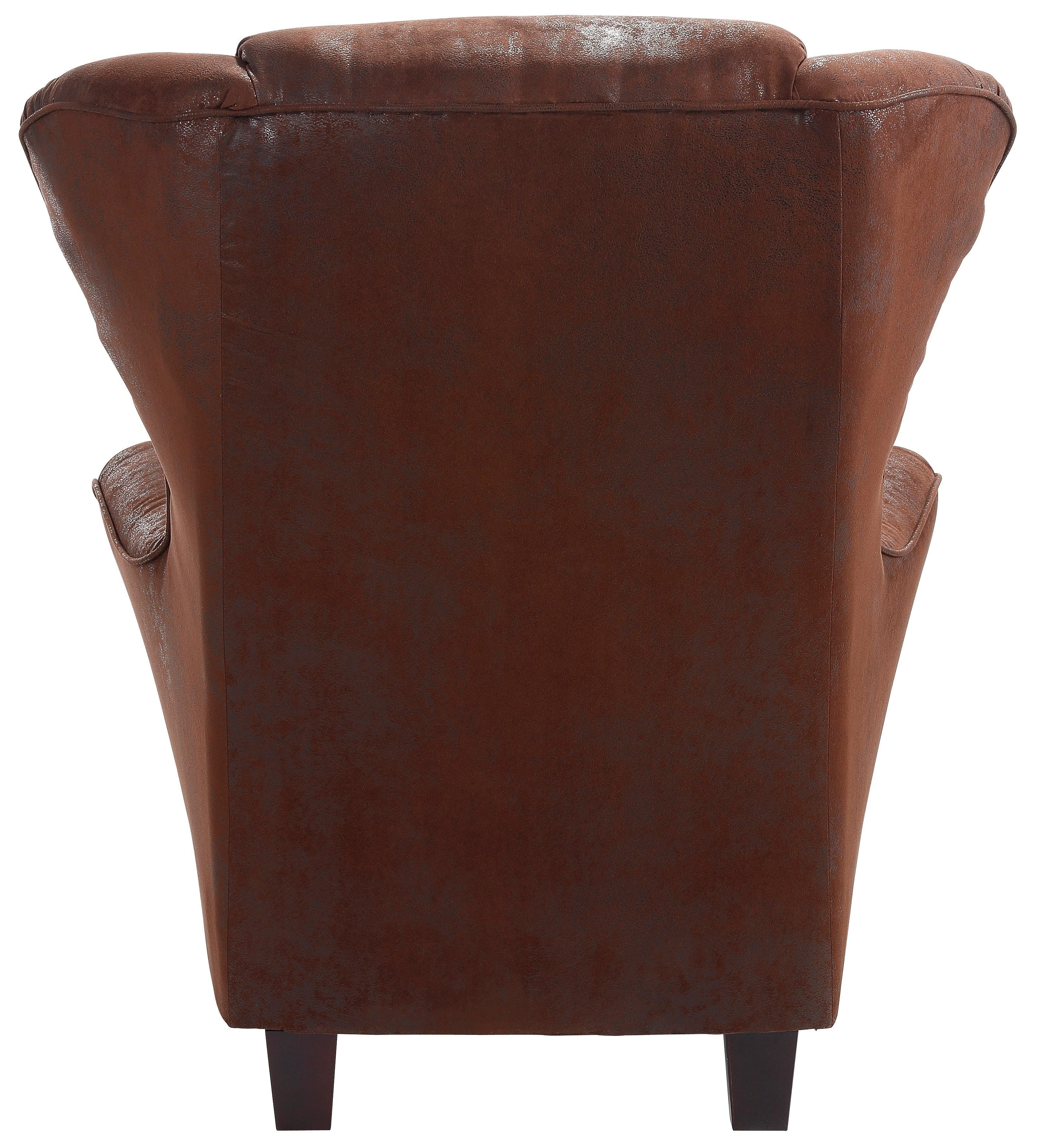 Home affaire Oorfauteuil Oliver Oorstoel, met poef, sierkussens, klassieke vorm (2 stuks)