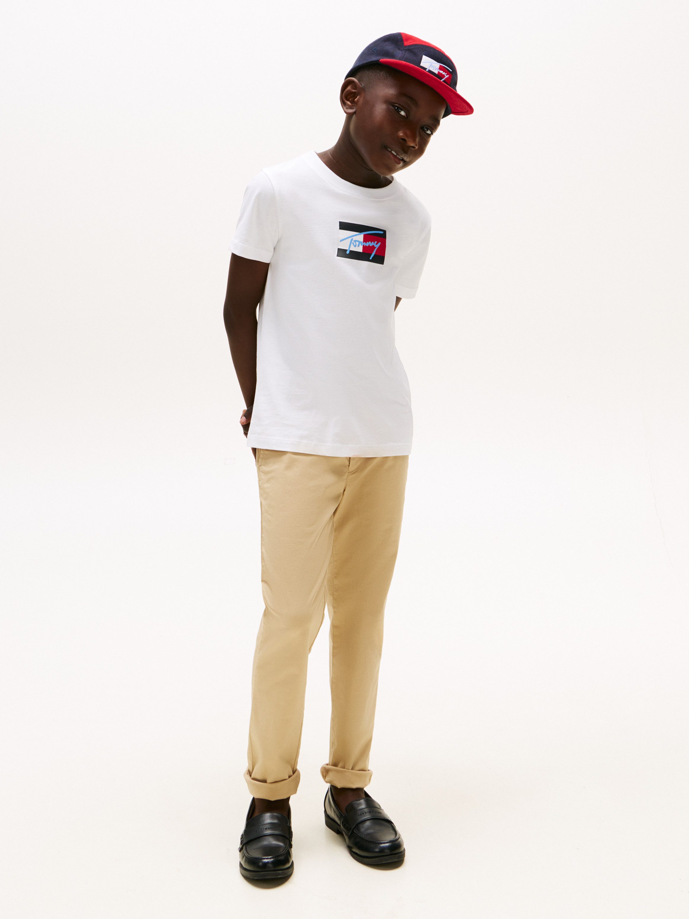Tommy Hilfiger T-shirt TOMMY SCRIPT FLAG PRINT TEE SS voor kinderen tot 16 jaar, met logo-print
