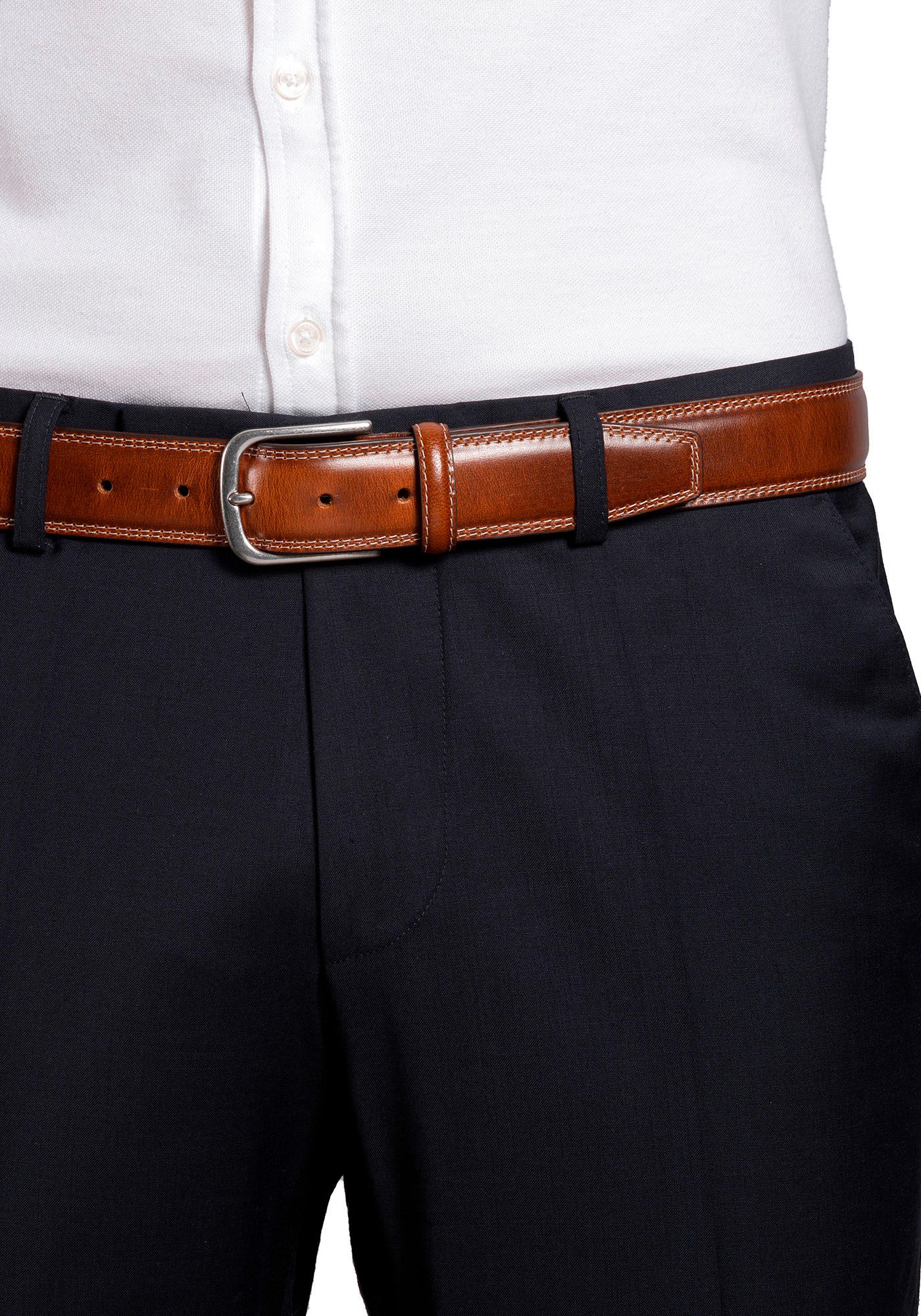 MONTI Leren riem Baltimore met licht afgeronde zilverkleurige gesp, gematteerd