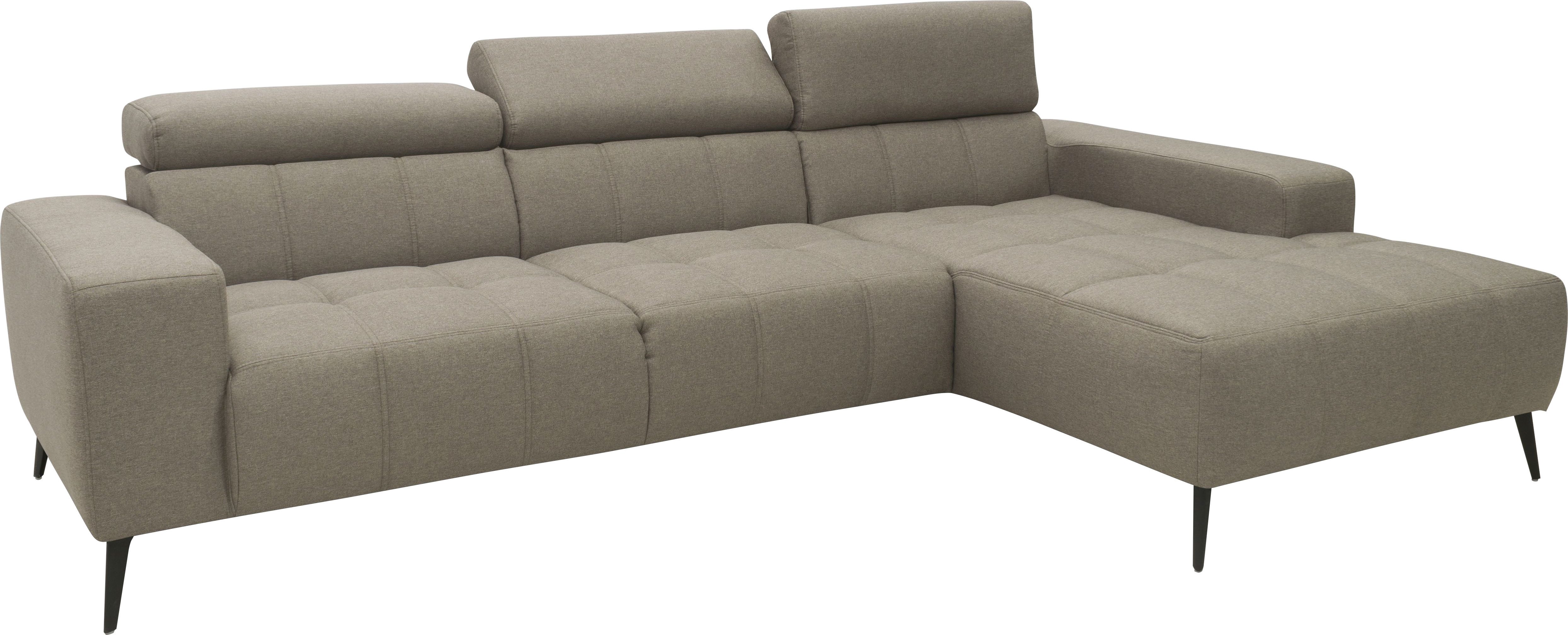 DOMO collection Hoekbank Trento L-vorm, met sledevoet of enkele voet naar keuze met verstelbare hoofdsteun, récamier links/rechts bestelbaar