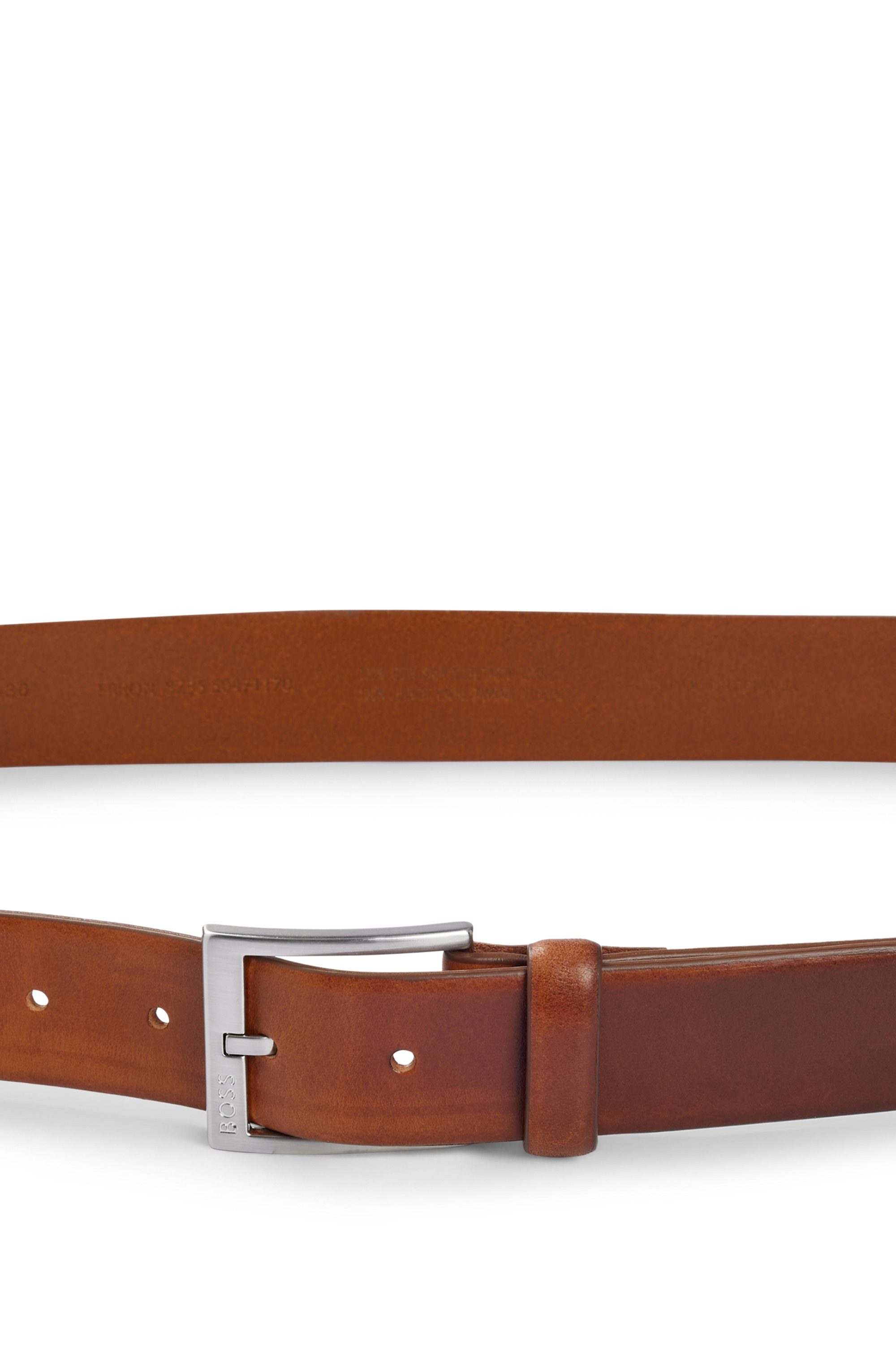 Boss Leren riem met vierkante sluiting en gegraveerd logo