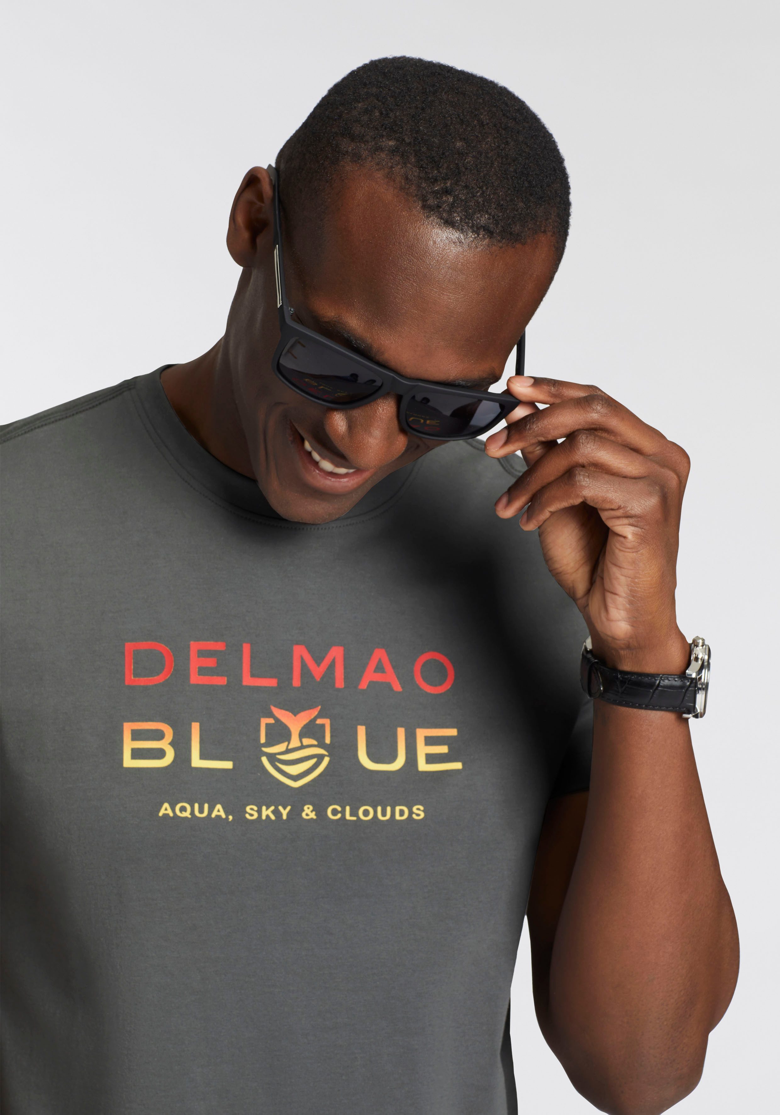 DELMAO T-shirt Korte mouw, bedrukt, ronde hals, van 100% katoen