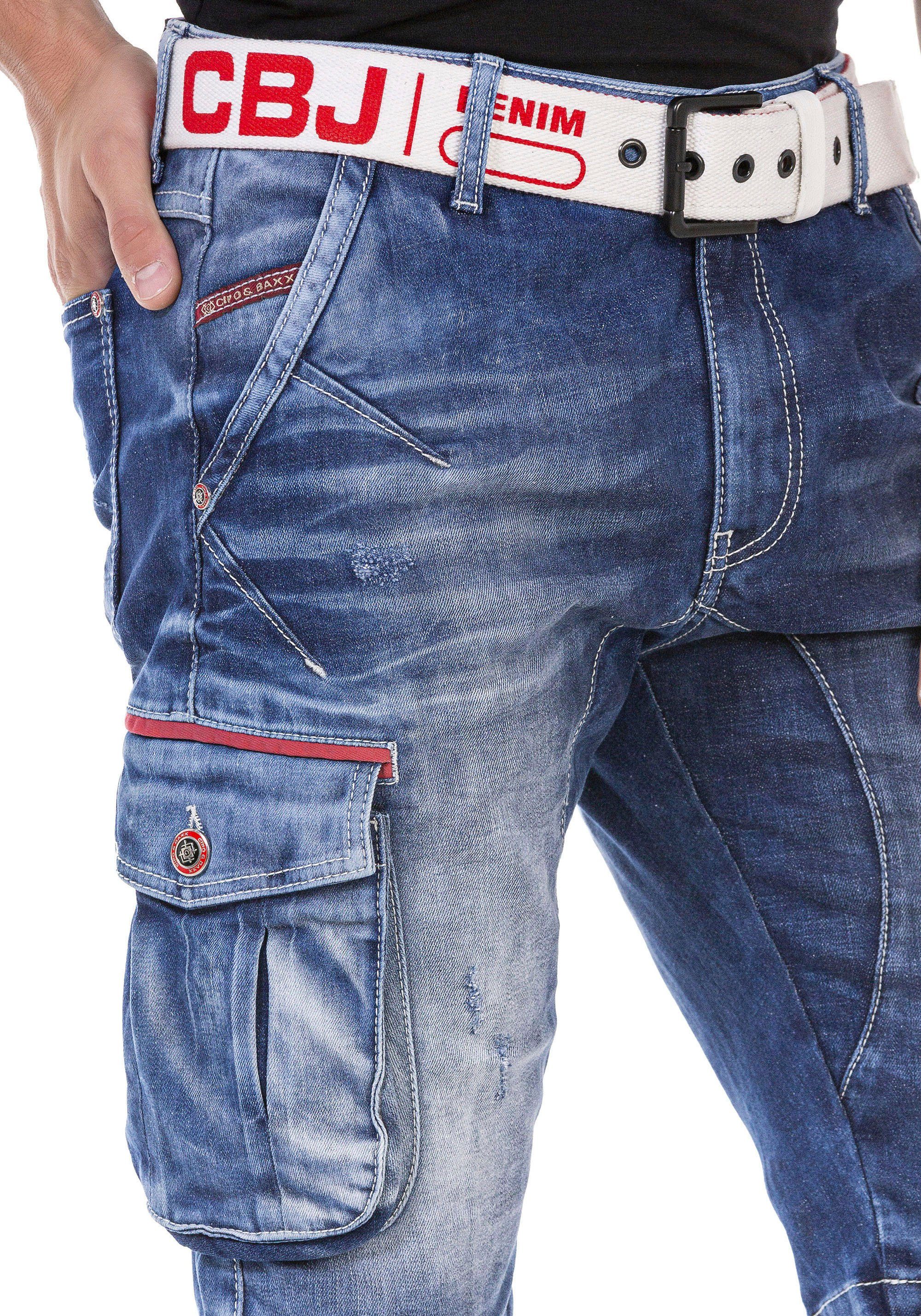 Cipo & Baxx Bermuda in denim , met cargozakken