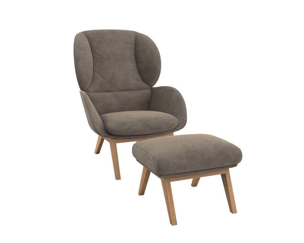 FLEXLUX Hocker Adria Eiken poot, voetenbank/poef voor oorfauteuil