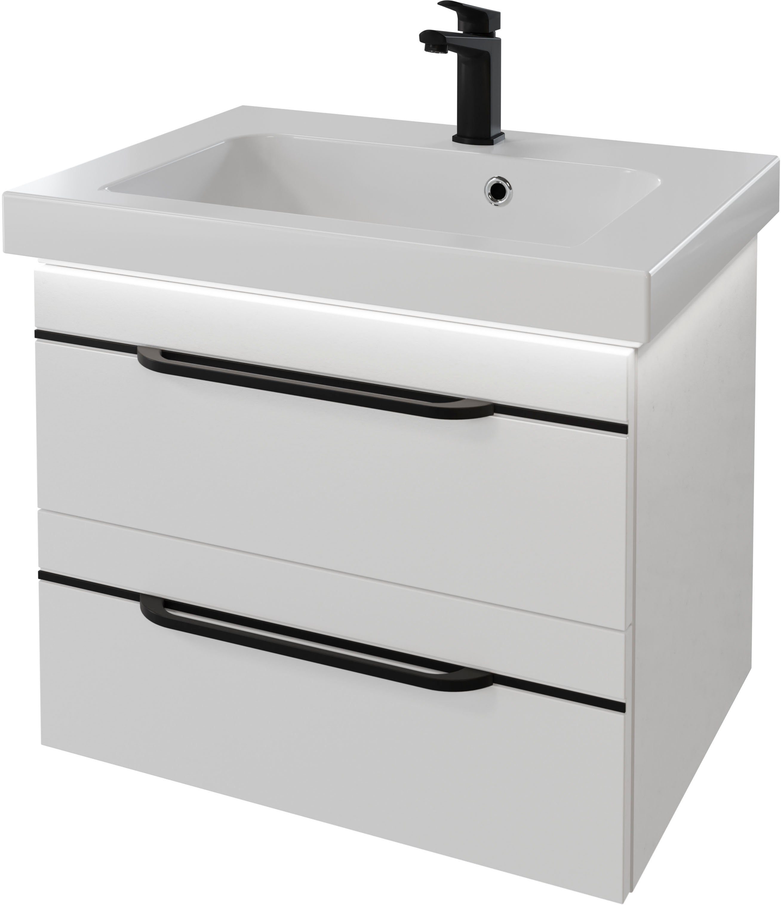 Saphir Wastafelonderkast Serie Balto Mineralmarmor-Waschtisch mit Unterschrank, 64,4 cm breit option