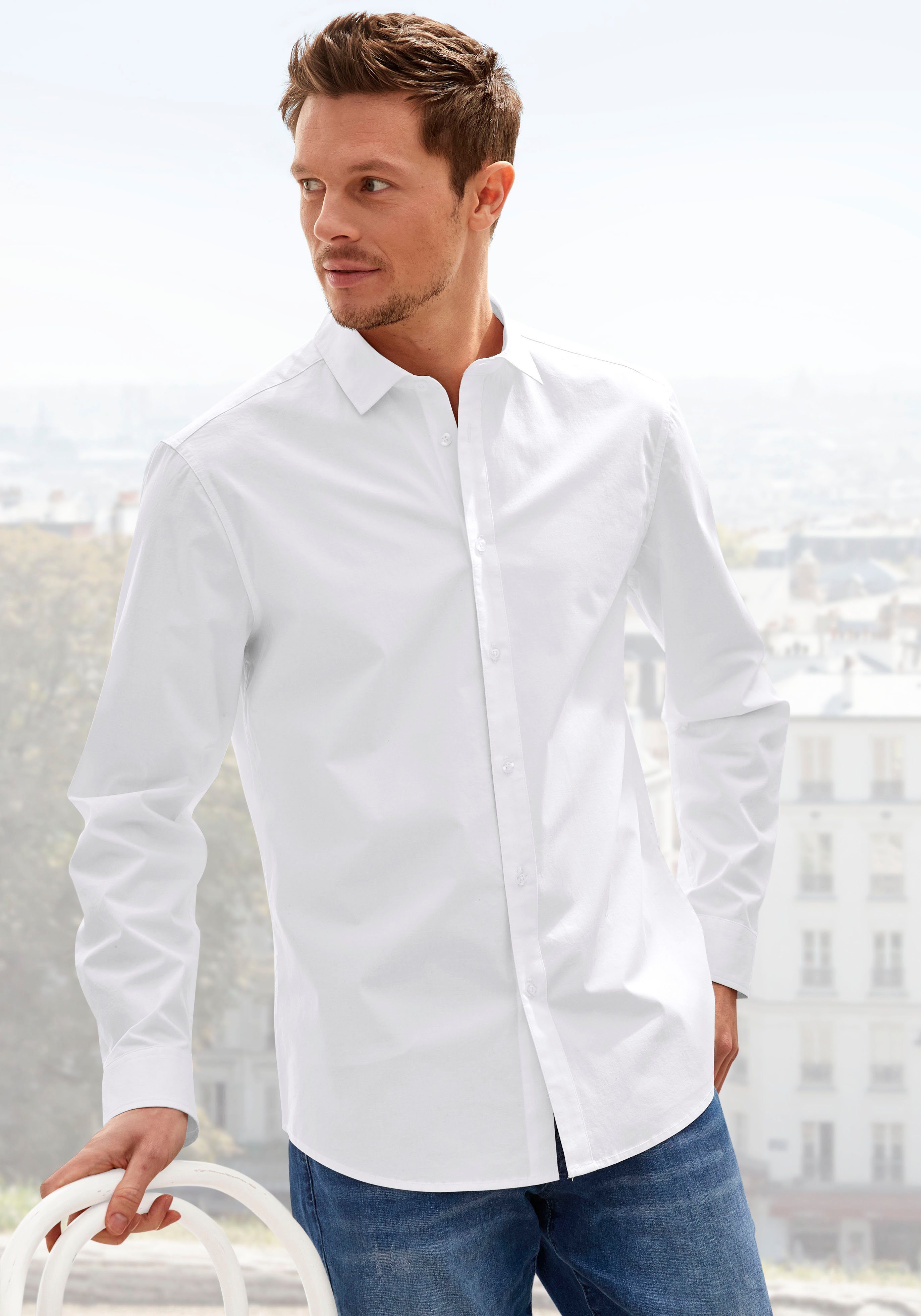 John Devin Overhemd met lange mouwen Elastische katoenkwaliteit in elastische katoenkwaliteit