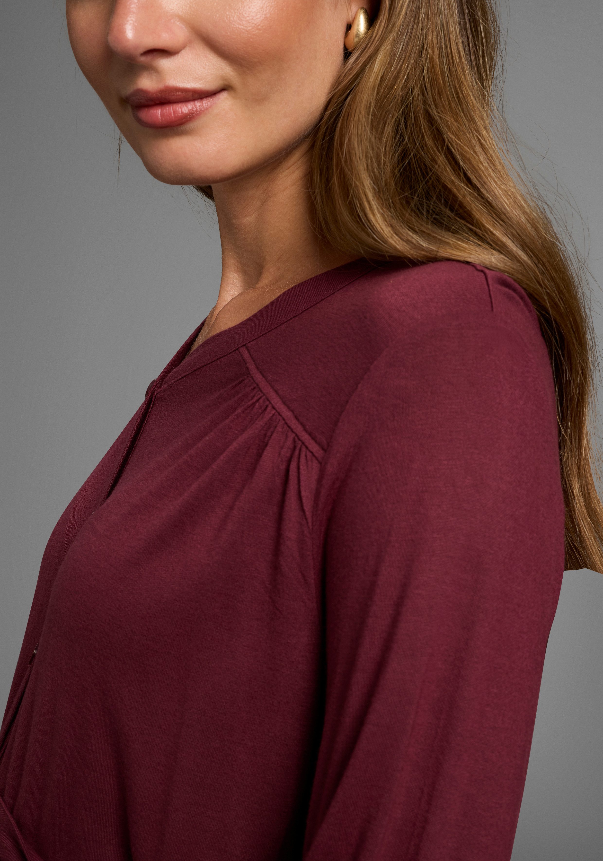 Neun Monate Zwangerschapsshirt Jersey-blouse met strikceintuur Viscose zwangerschapsblouse praktisch voor zwangerschap en daarna