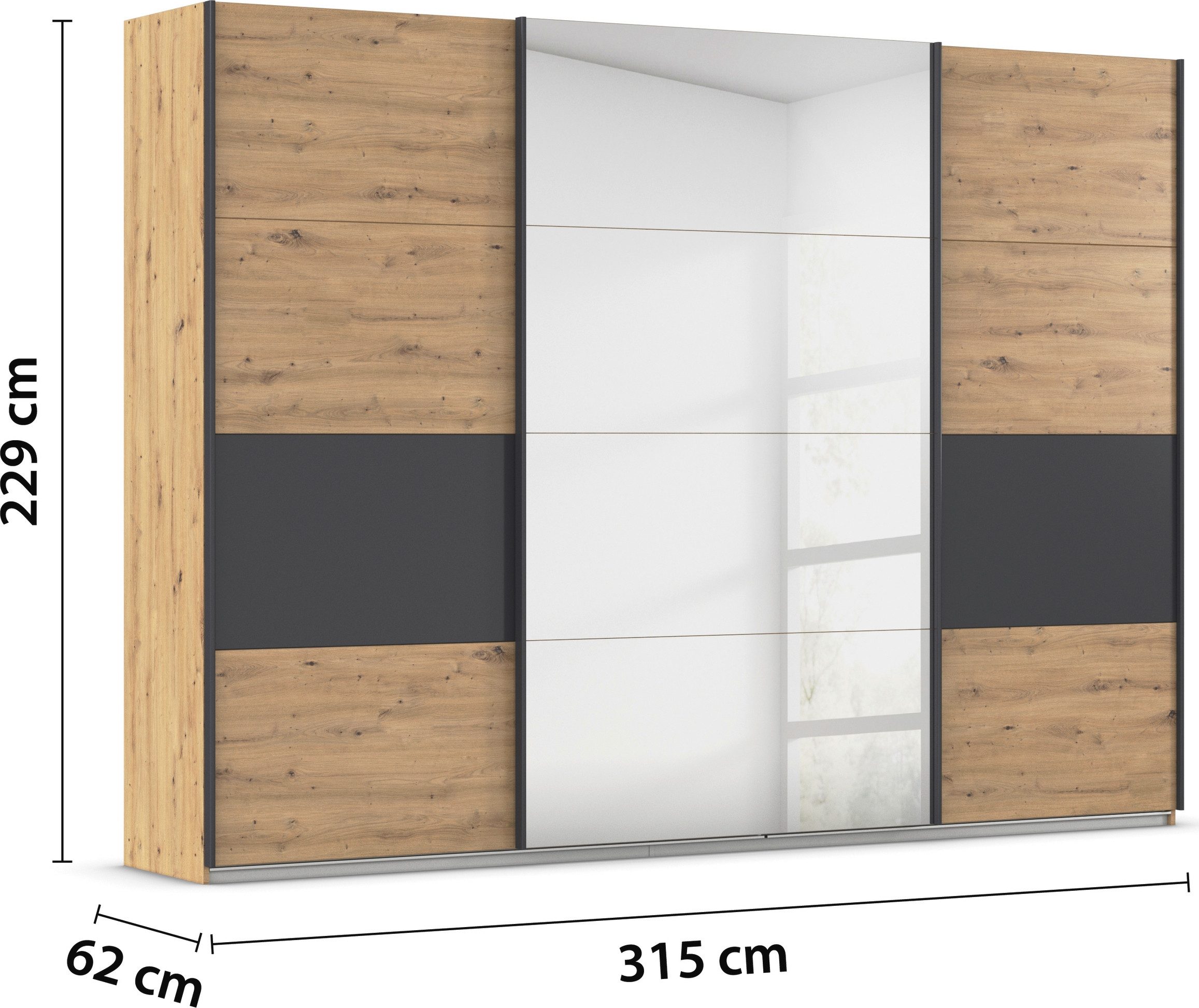 rauch Schuifdeurkast Kledingkast Kast Garderobe CORTONA inclusief indeling, 2 stoffen dozen en extra planken