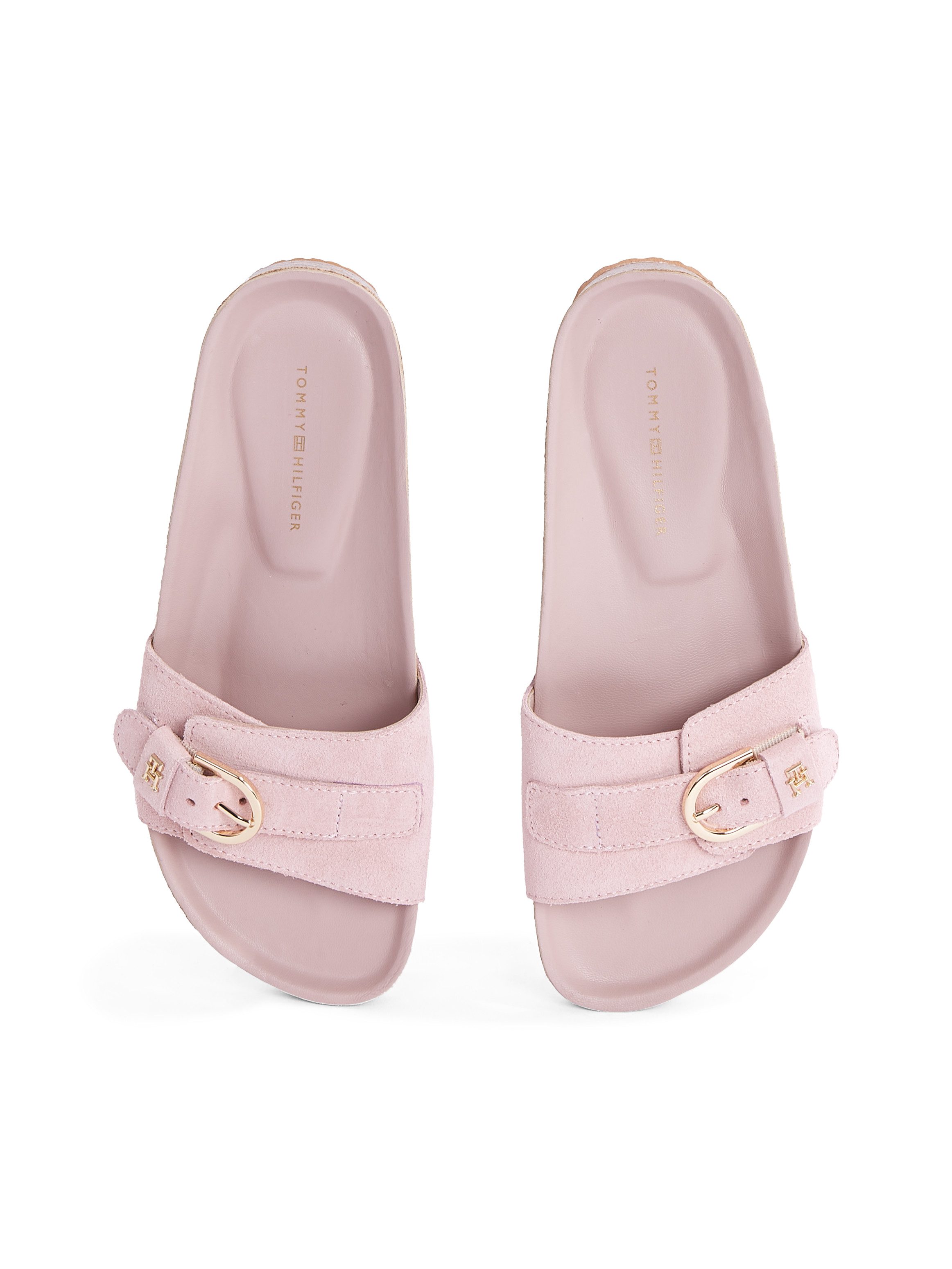 Tommy Hilfiger Slippers SOFT SUEDE ADJUSTABLE MULE , sleehak, zomer mode, instapschoen, flats met th-logo