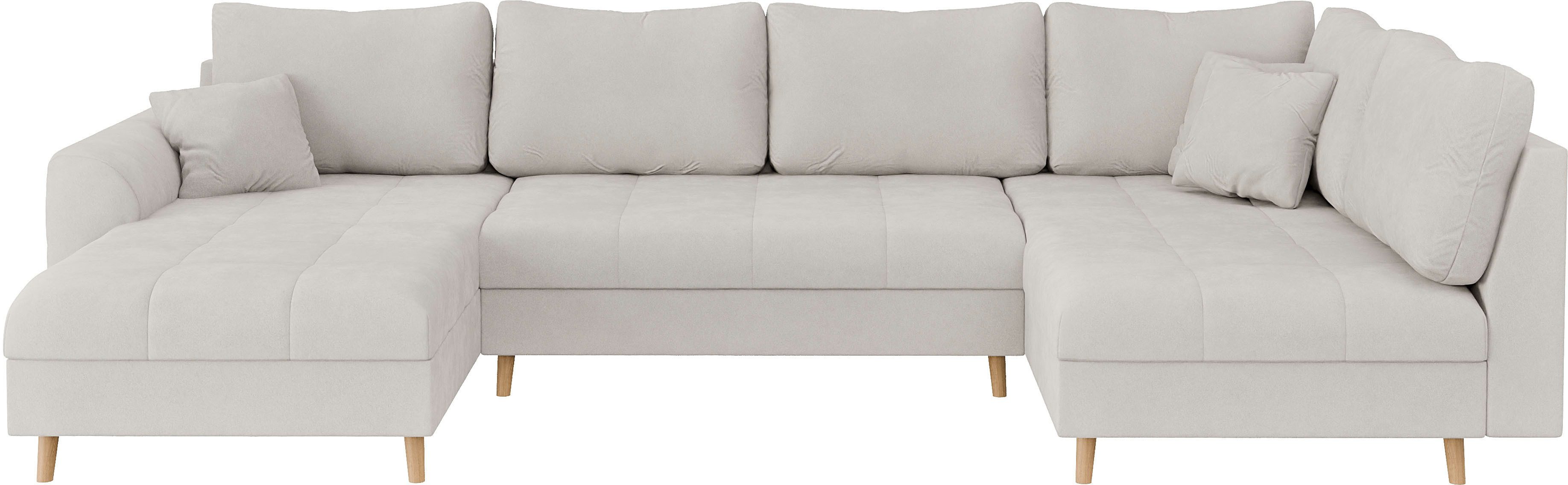 Home affaire Zithoek CHARRE U-vorm met ottomane, afmetingen B/D/H: 310/161/81 cm fijne stiksels, losse rug- en sierkussens, ook in cord en bouclé