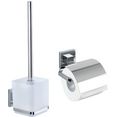 wenko set badkameraccessoires vacuum-loc quadro toiletset, toiletrolhouder (set, 2-delig) zilver
