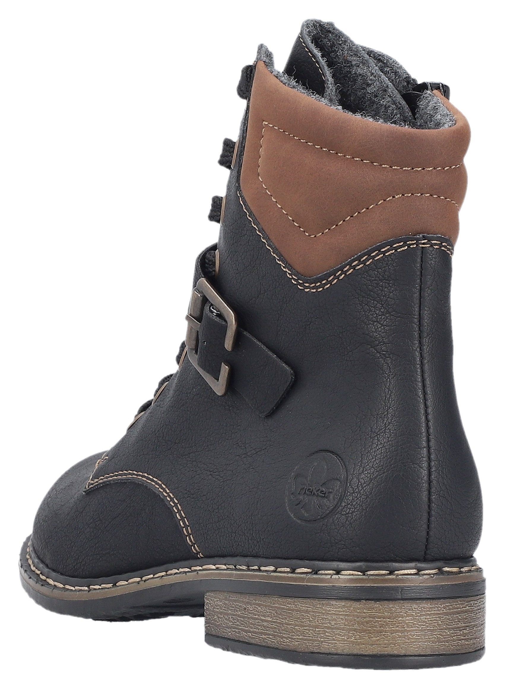 Rieker Veterlaarsjes Veterboots, enkellaarsjes, blokhak, met gewatteerde schachtrand