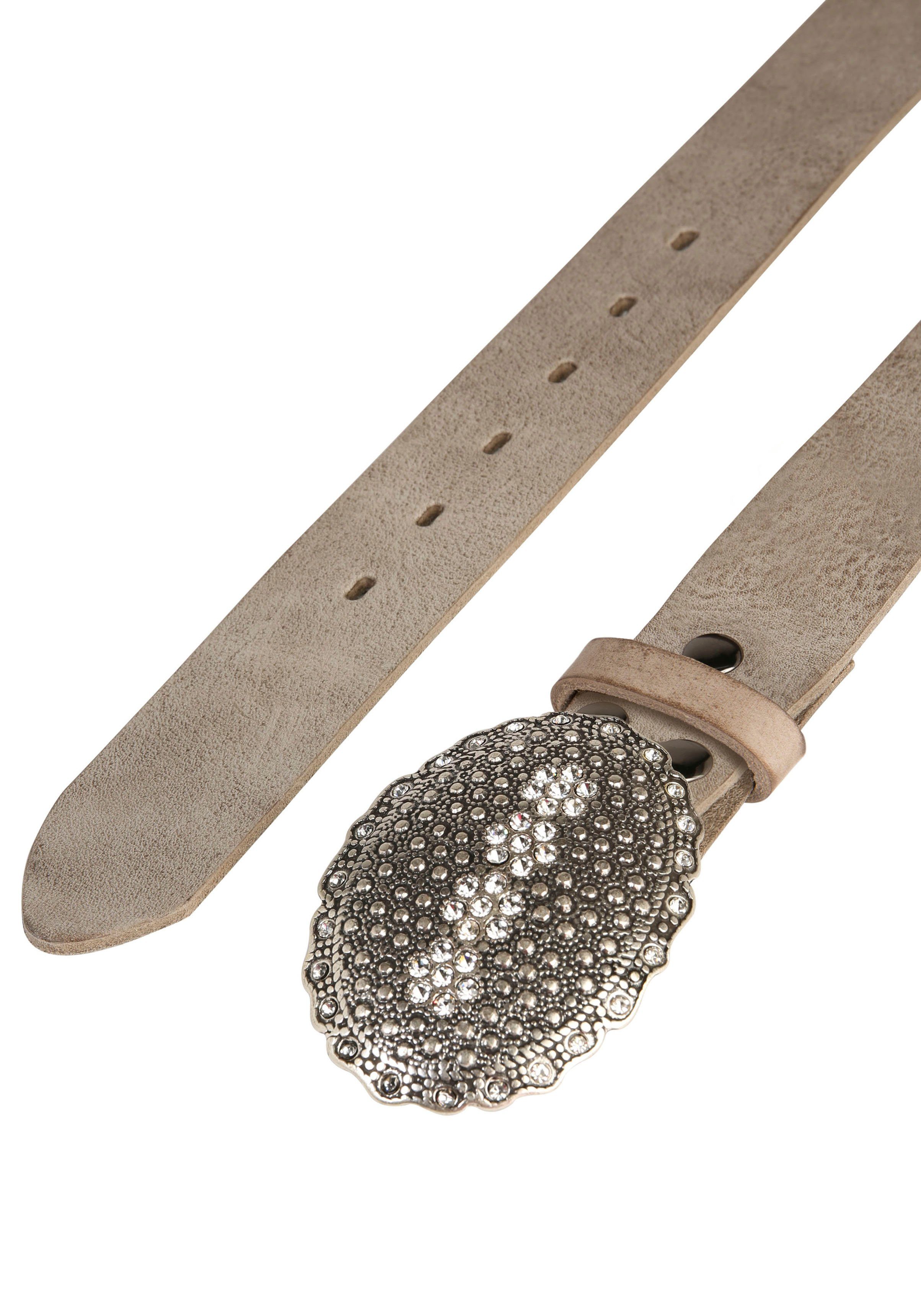 RETTUNGSRING by showroom 019° Leren riem met verwisselbare sluiting "ovaal nieten met strass"