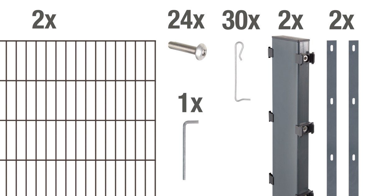 GAH Alberts Schanskorf Gabionen-basisset Step² antraciet, hoogte: 100 en 18 cm, breedte: 2m, om in beton te verankeren (set)