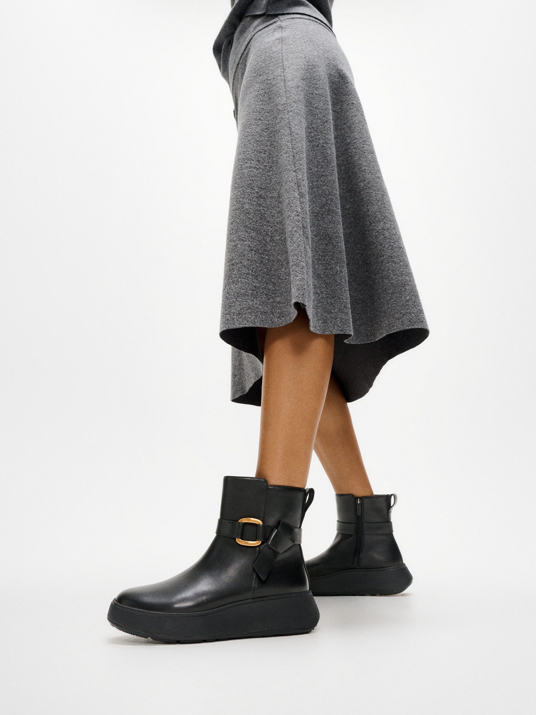 Fitflop Plateaulaarsjes F-MODE SQUARE-RING Boots, chunky boots met plateauzool
