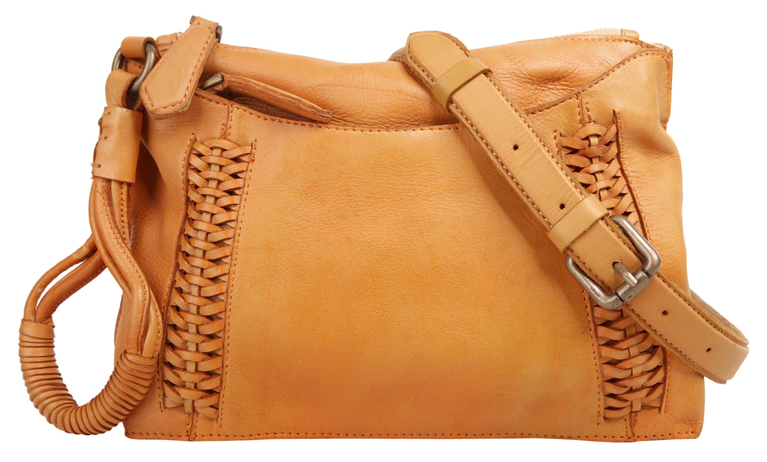 Samantha Look Schoudertas echt leder dames tassen maat onesize (24 x 17 x 3 cm - 1 l) geel