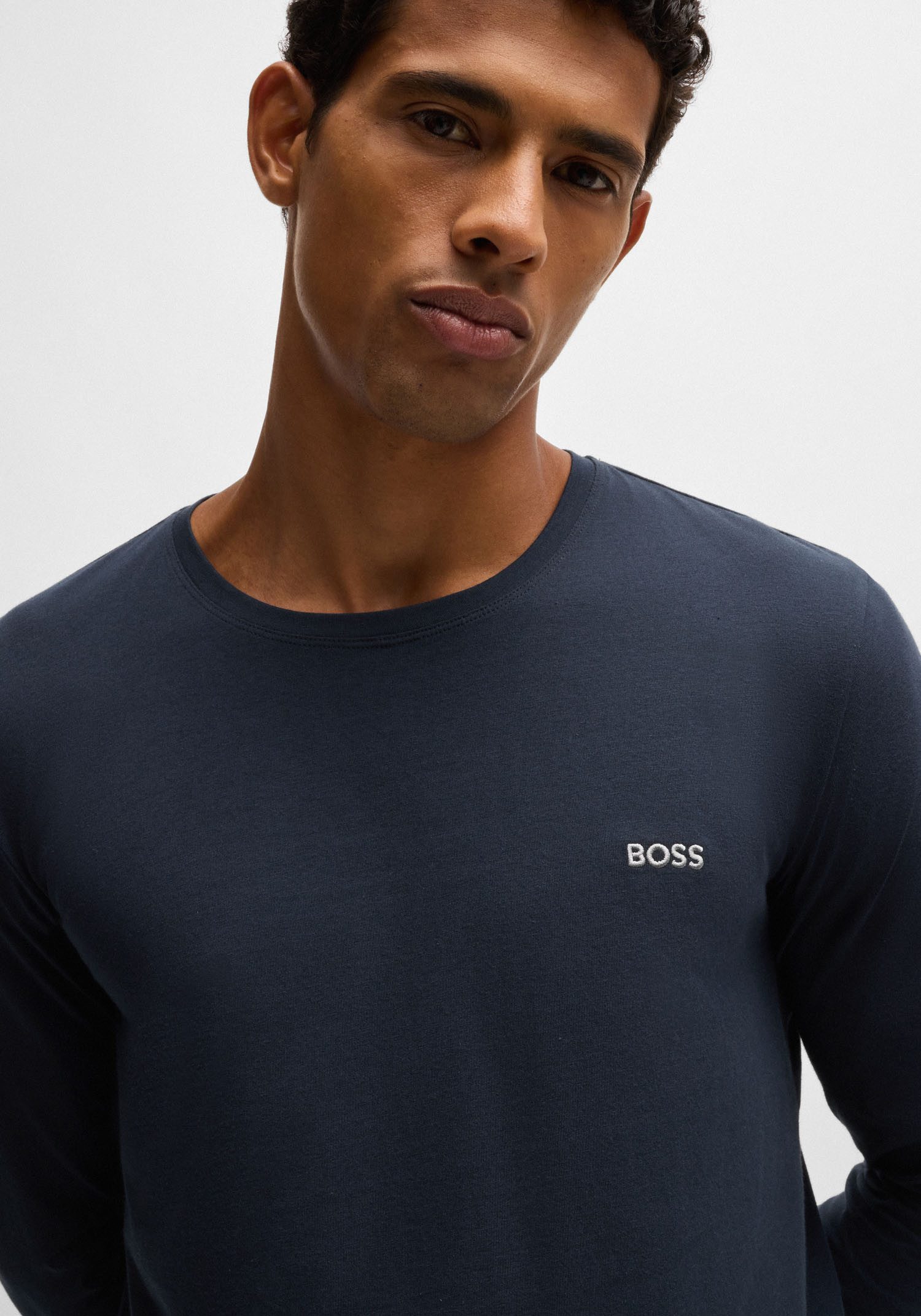 BOSS Shirt met lange mouwen Mix&Match LS-Shirt R met -borduursel op de borst