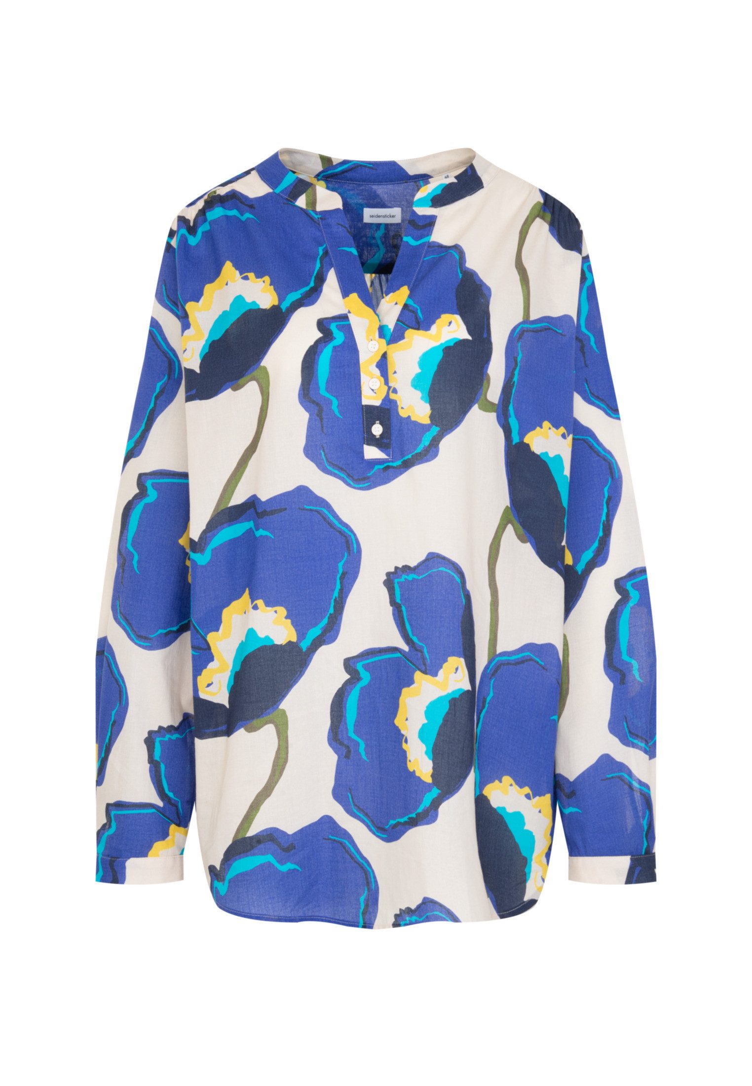 seidensticker Klassieke blouse Zwarte roos Tuniek bloemmotief