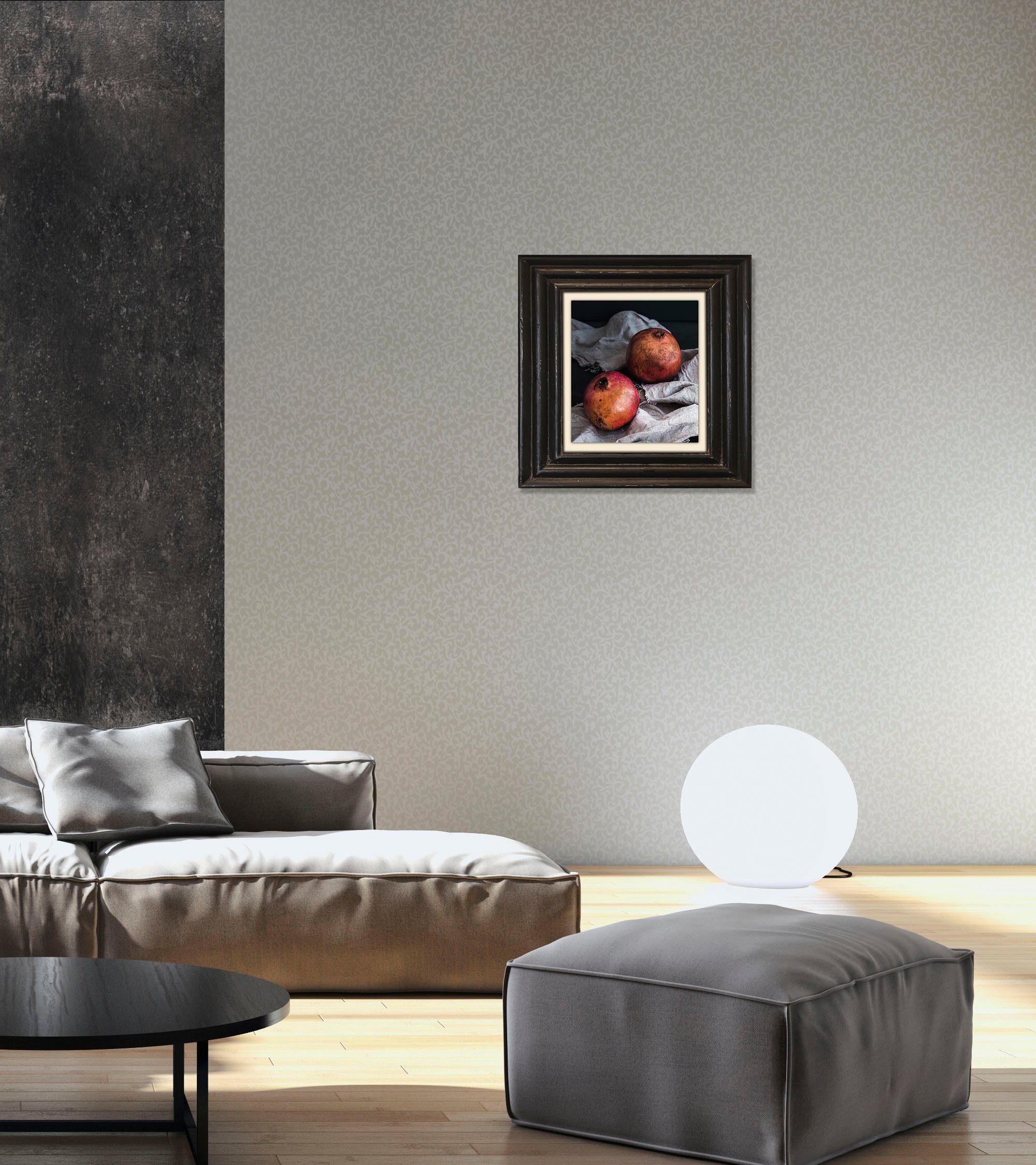 queence Artprint op linnen Granaatappel Premium canvasstof, handgemaakt in Duitsland, 40x40cm