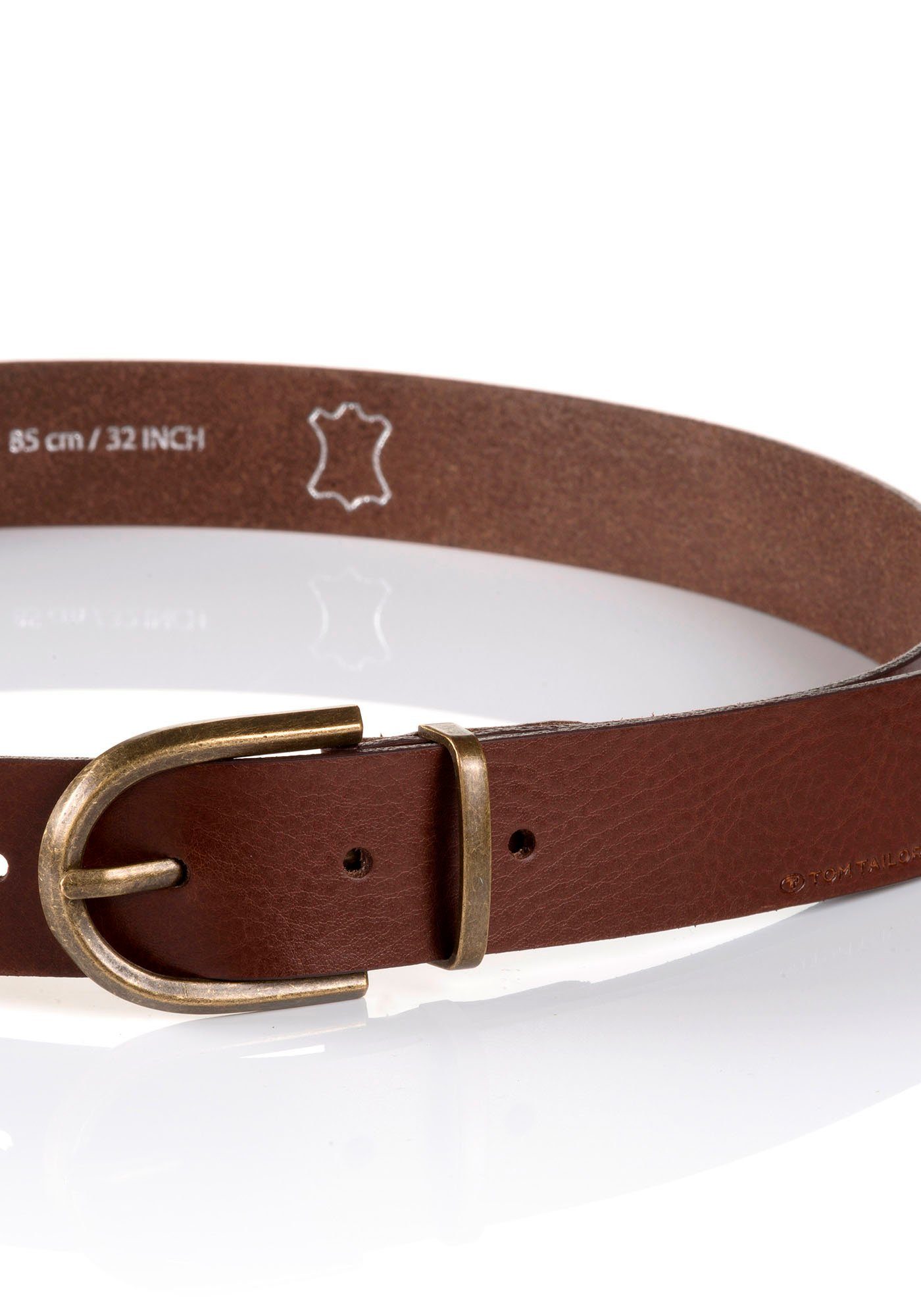 Tom Tailor Leren riem TTSYLKE 3 cm brede damesriem, sluiting in vintage-look, puur leer
