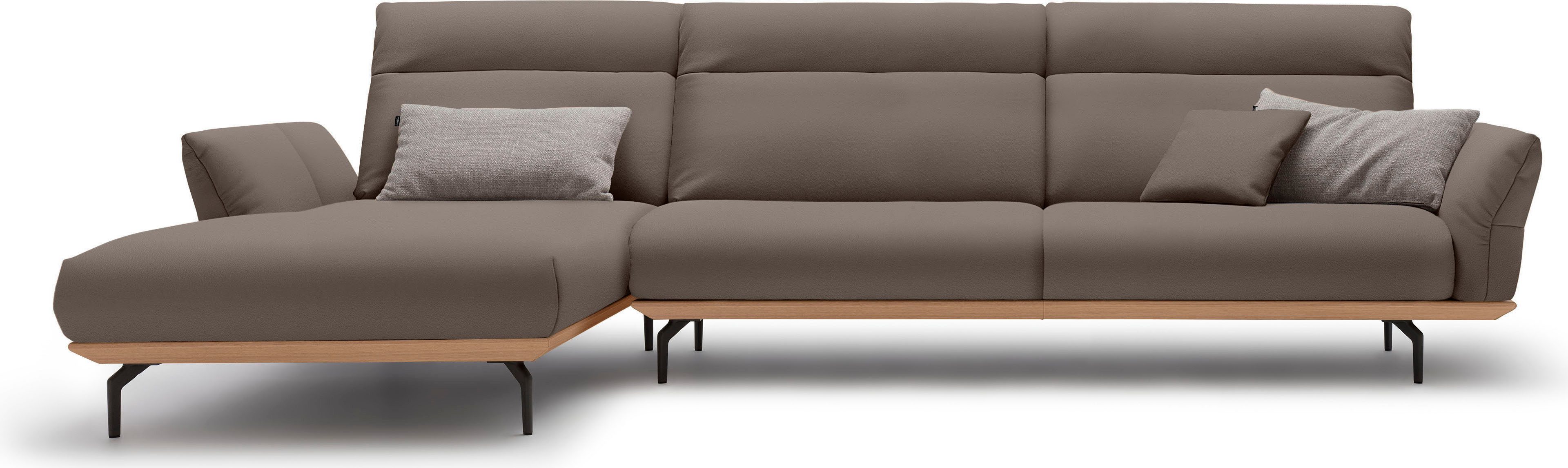 OTTO Creation BY ROLF BENZ Hoekbank Hs.460 Sokkel in eiken, onderstel in umbra grijs, breedte 338 cm grijs, hoekbanken, Recamiere links