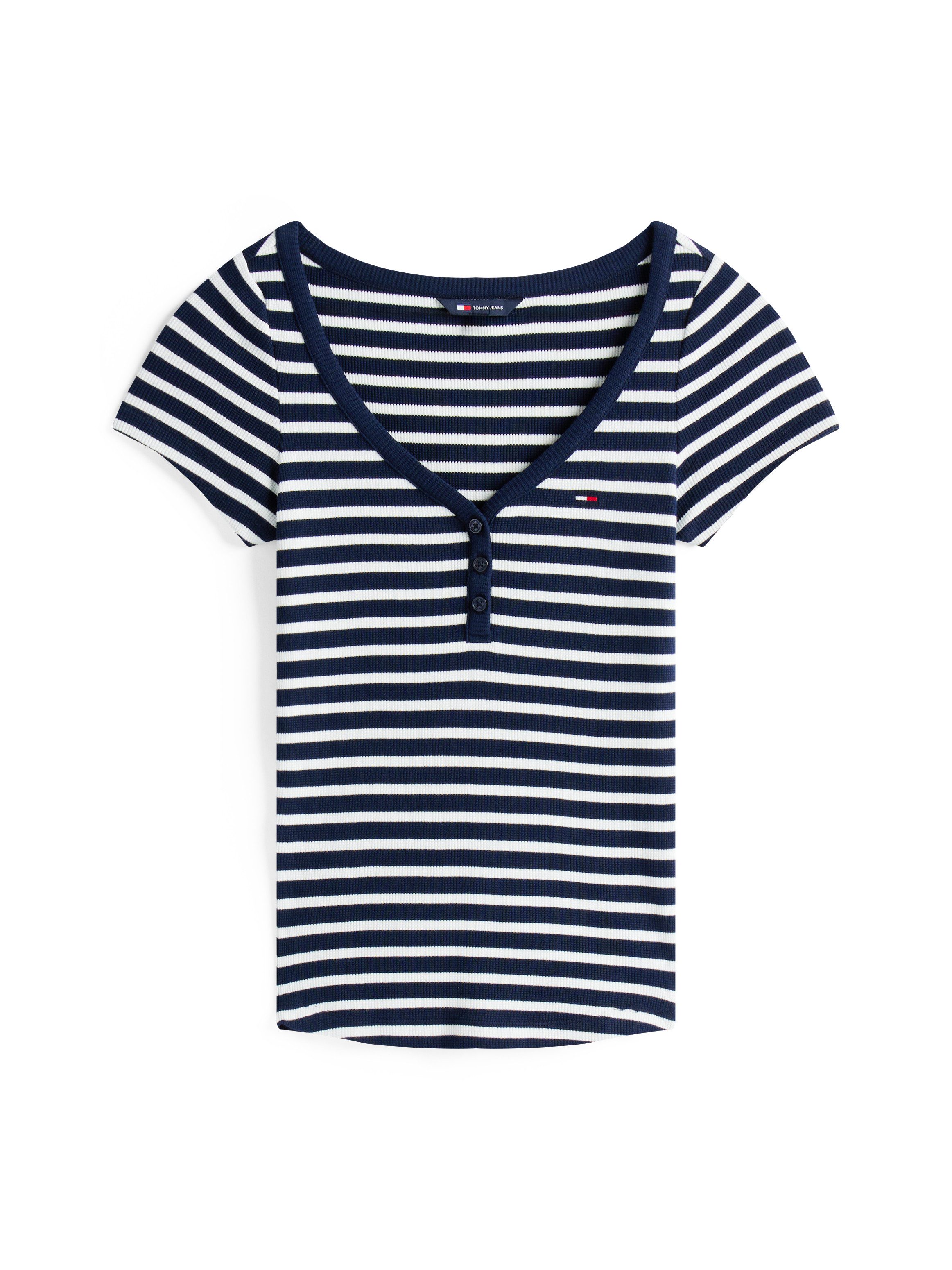 TOMMY JEANS Shirt met korte mouwen TJW SLIM HENLEY WAFFLE SS