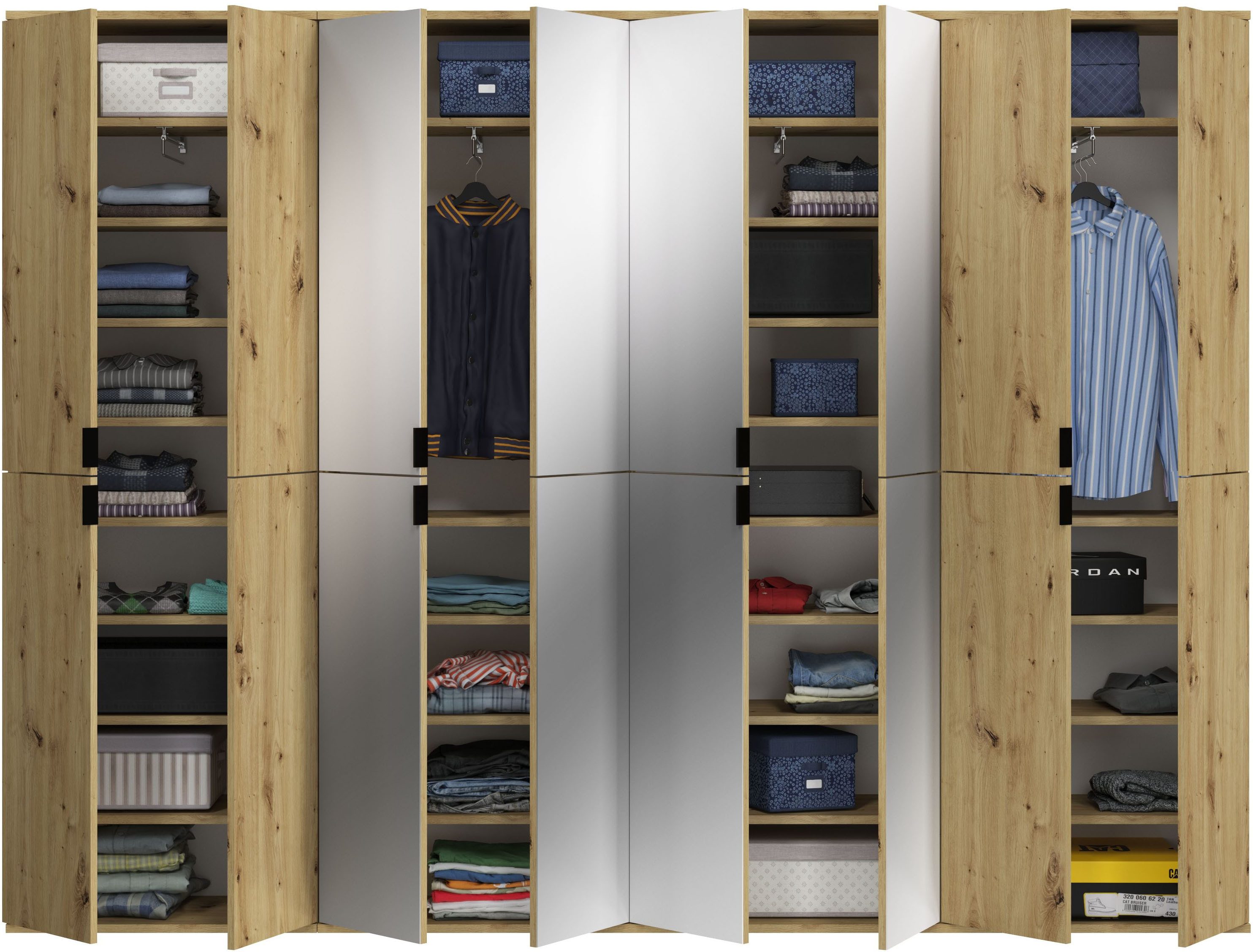 INOSIGN Halmeubelset Trondheim, Breedte 244 cm, bestaande uit 4 Kasten, 16 Deuren, 36 Vakken (set, 4-delig)