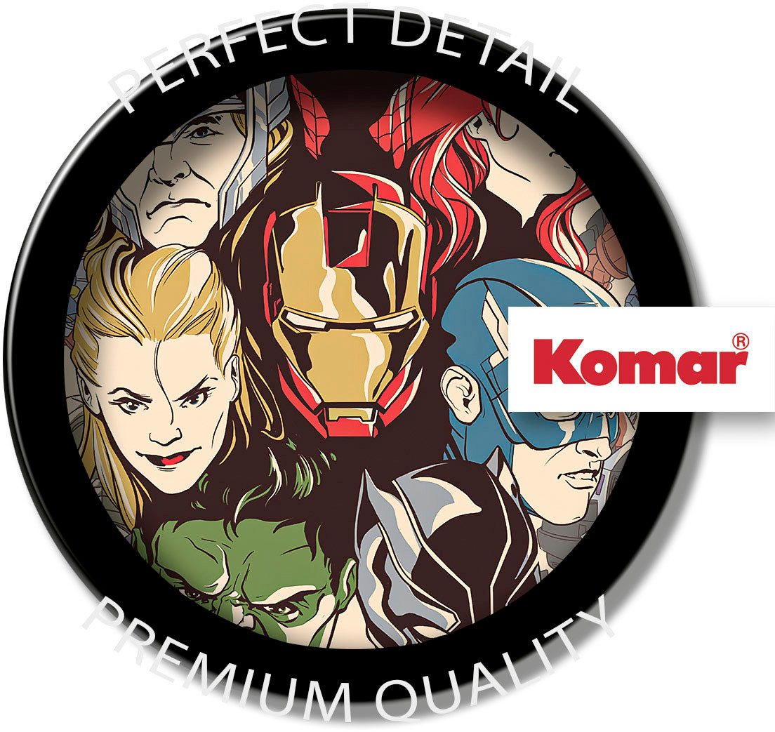 Komar Artprint op linnen Avengers Slaan Terug - Afmeting 40 x 40 cm Canvasdoek met echt houten frame, kinderkamer (1 stuk)