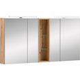 schildmeyer spiegelkast duo breedte 141,6 cm, 4-deurs, 2x ledverlichting, schakelaar--stekkerdoos, glasplateaus, soft-closetechniek, made in germany bruin