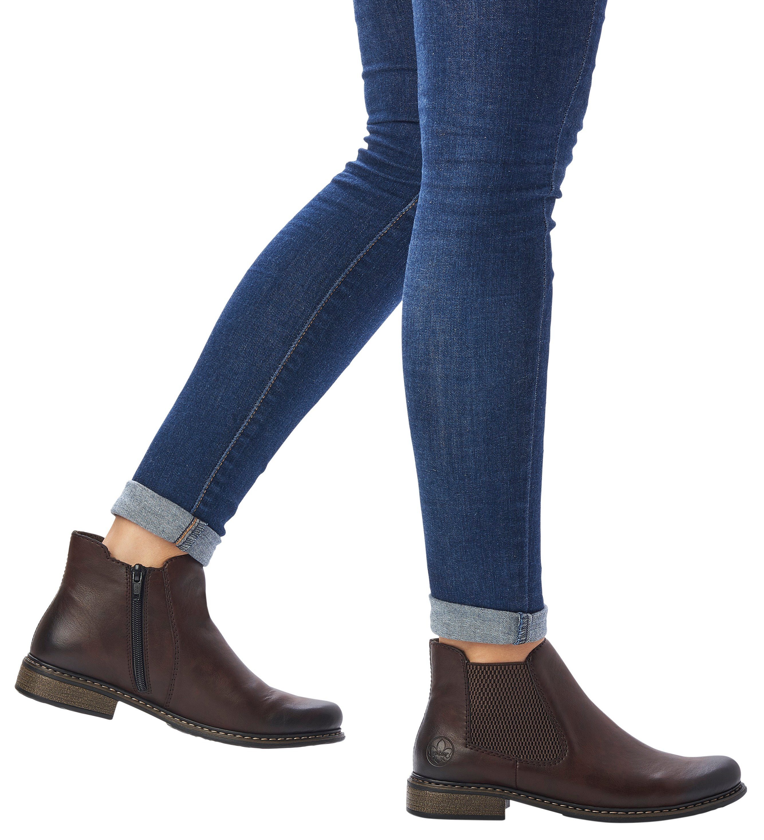 Rieker Chelsea-boots , enkellaarsjes, boots, blokhak, in klassieke uitstraling