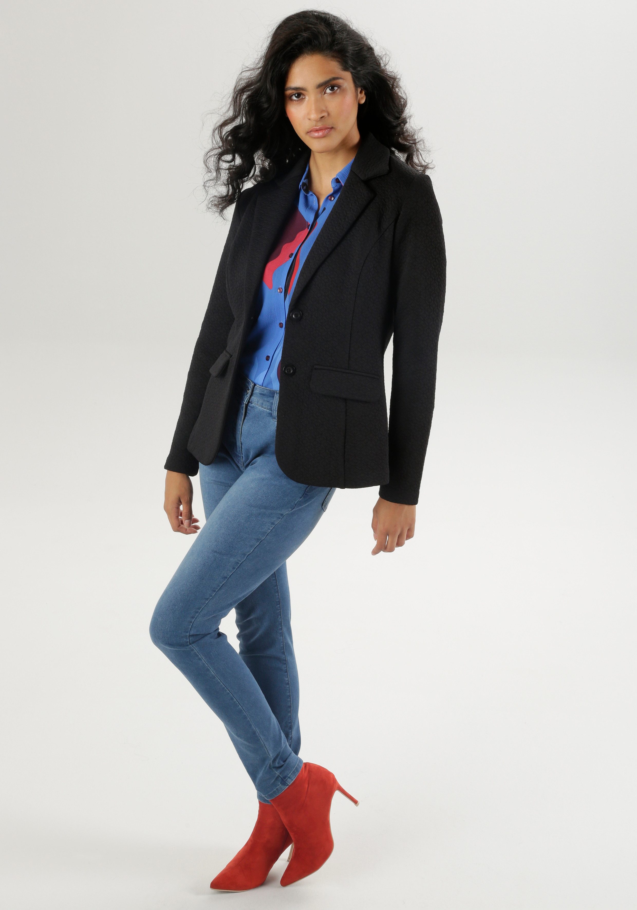 Aniston SELECTED Jerseyblazer met structuurmotief